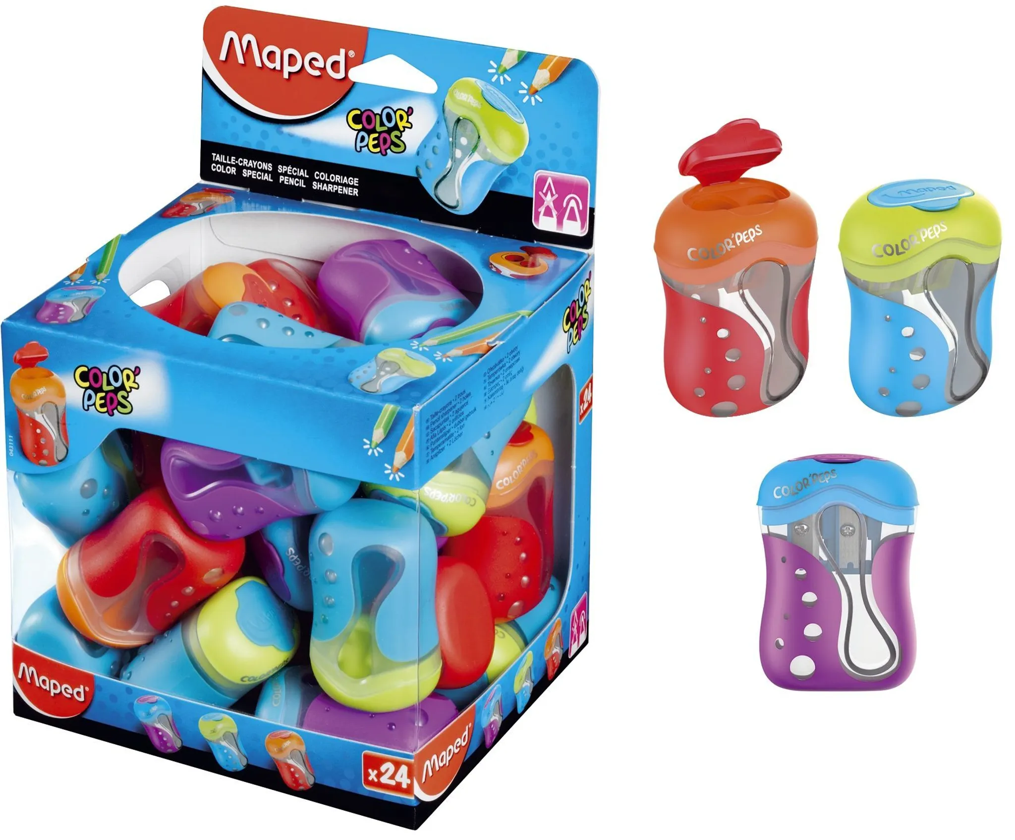 Confezione Da 200 Temperamatite Doppio Foro - Trasparenti In 5 Colori - Ideali Per Scuola E Ufficio