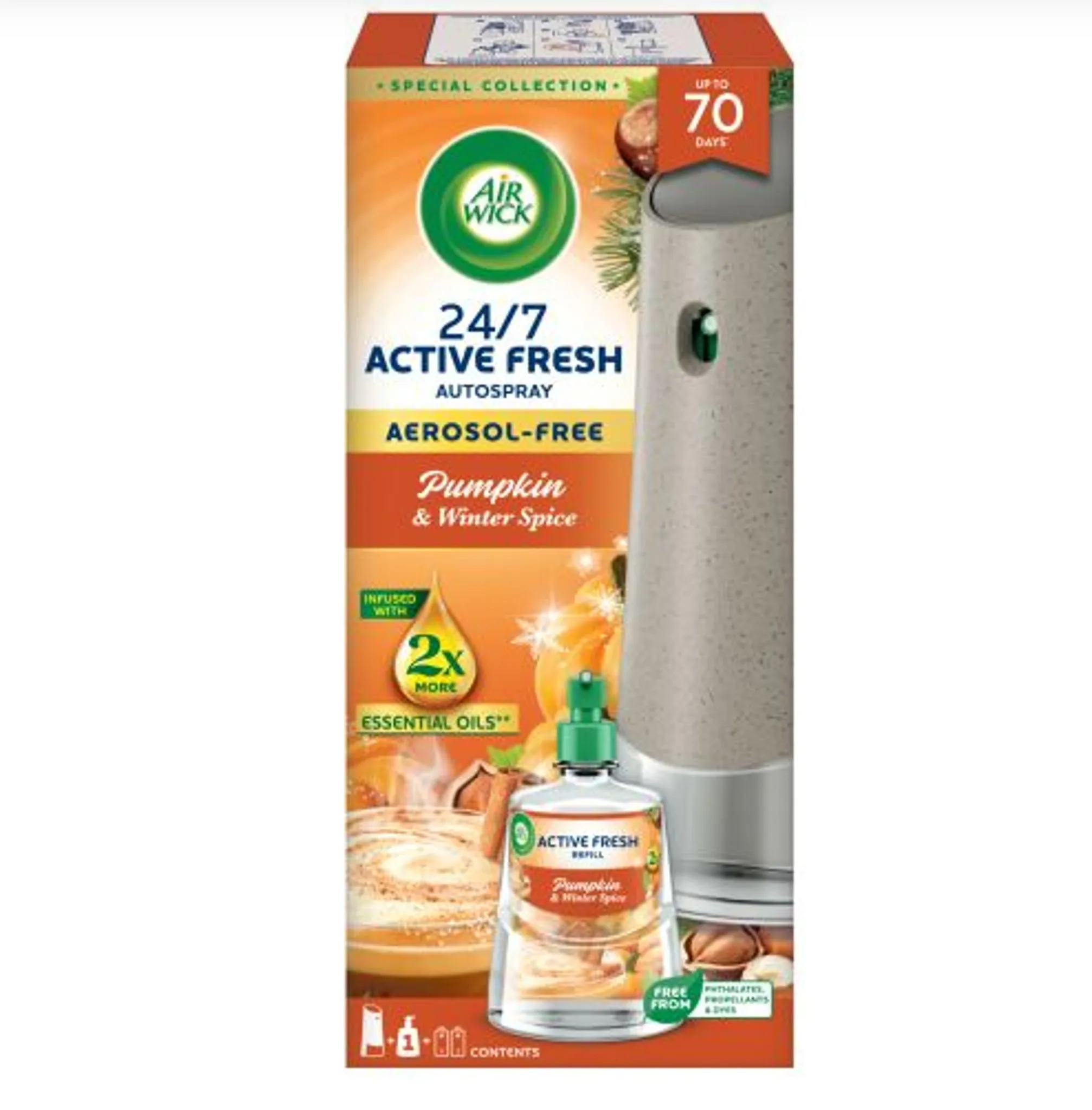 Air Wick Active Fresh Ricariche Brezza Marina | Deodorante Ambienti Automatico Senza Aerosol | 4x228 Ml