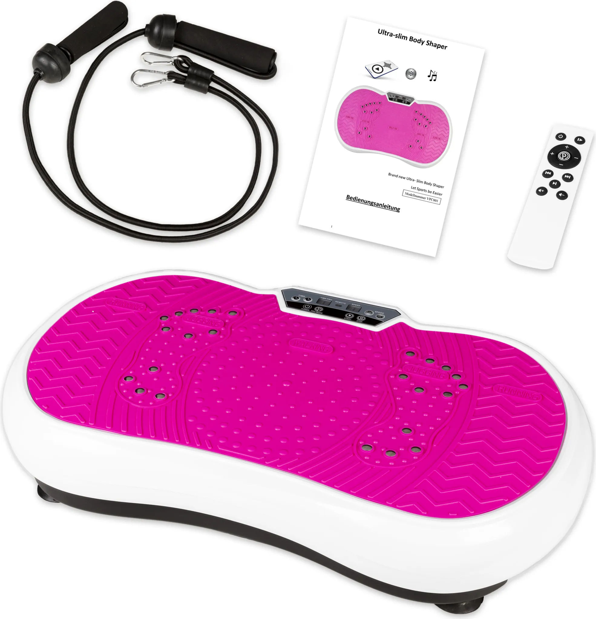 Vibrationsplatte mit Dehnbändern und Bluetooth