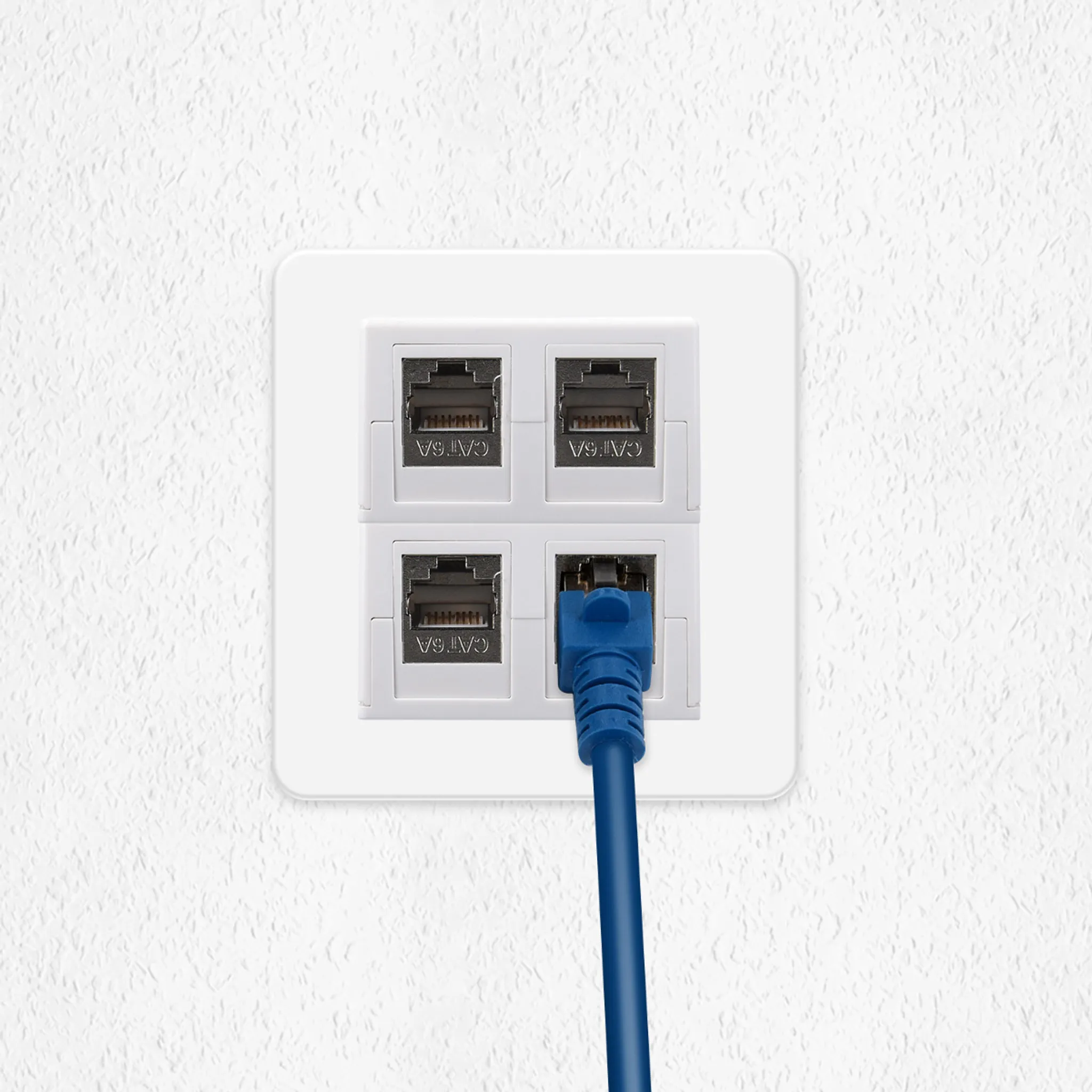 DeleyCON 1x CAT 6a Universal Netzwerkdose - 2x RJ45 Port - Geschirmt - Aufputz Oder Unterputz - 10 Gigabit Ethernet Netzwerk - EIA/TIA 568A&B - Weiß