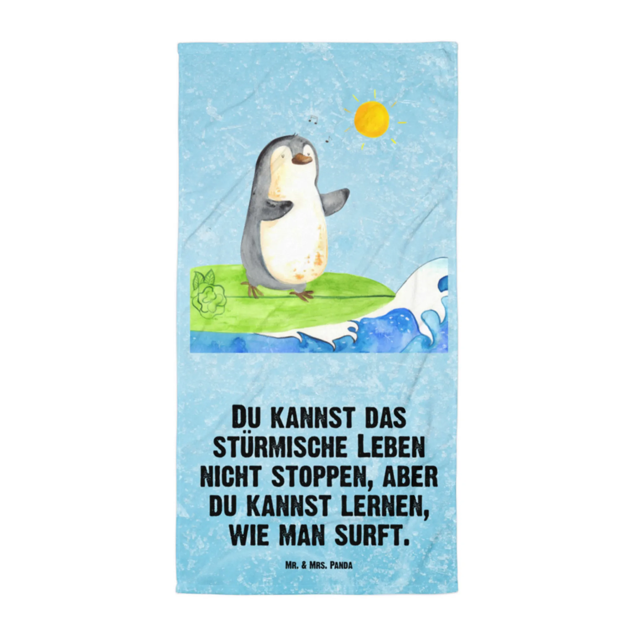 Sonnenschutz Pinguin Surfer - Weiß - Geschenk, Sonnenblende, motiviert,  Wellen rei, Mr. & Mrs. Panda, Seidenmatt