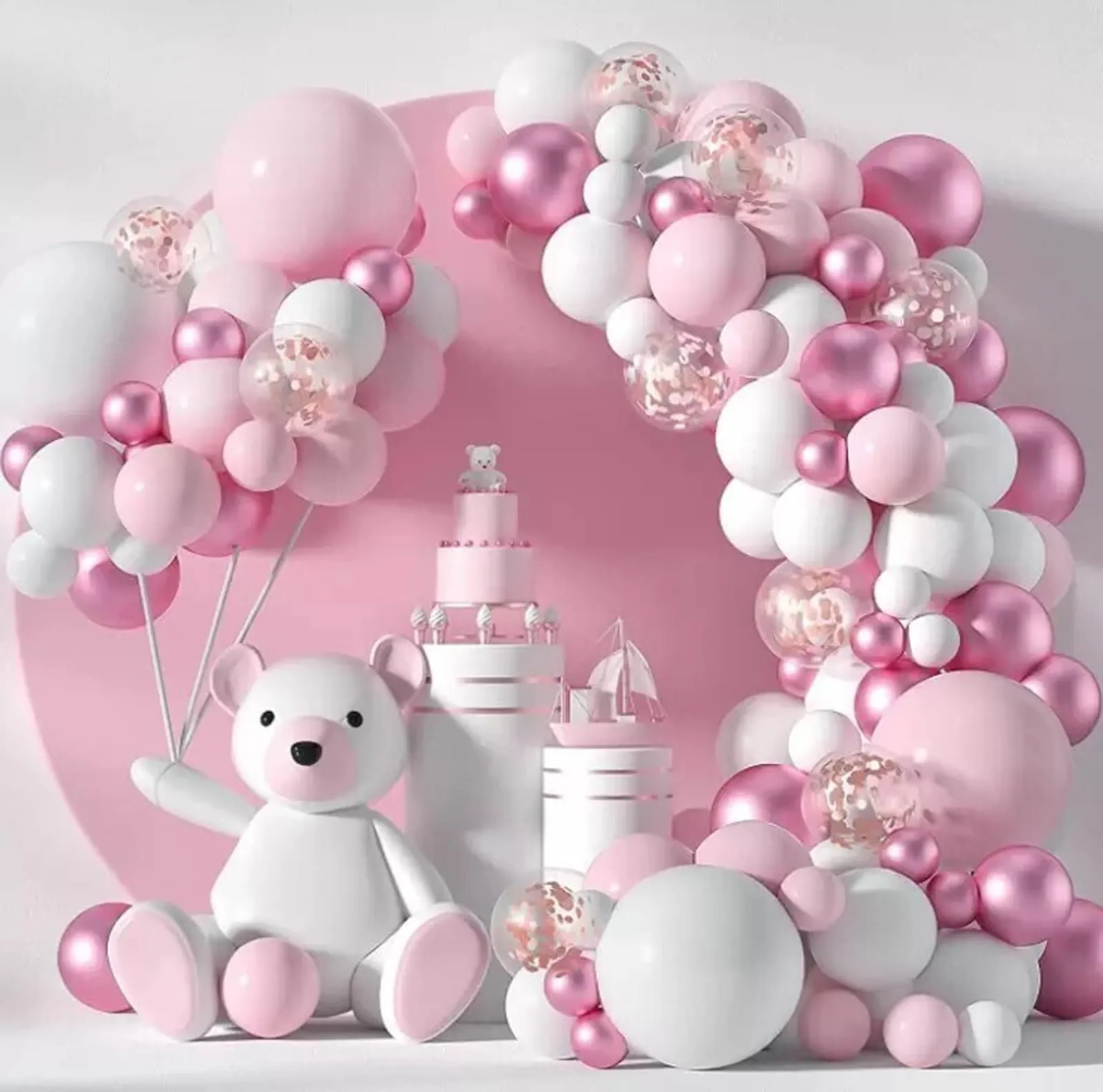 „Oh Baby!“ Konfetti-Luftballon Set – Für Baby Shower & Mädchen-Party | 15 Ballons In Rosa & Gold