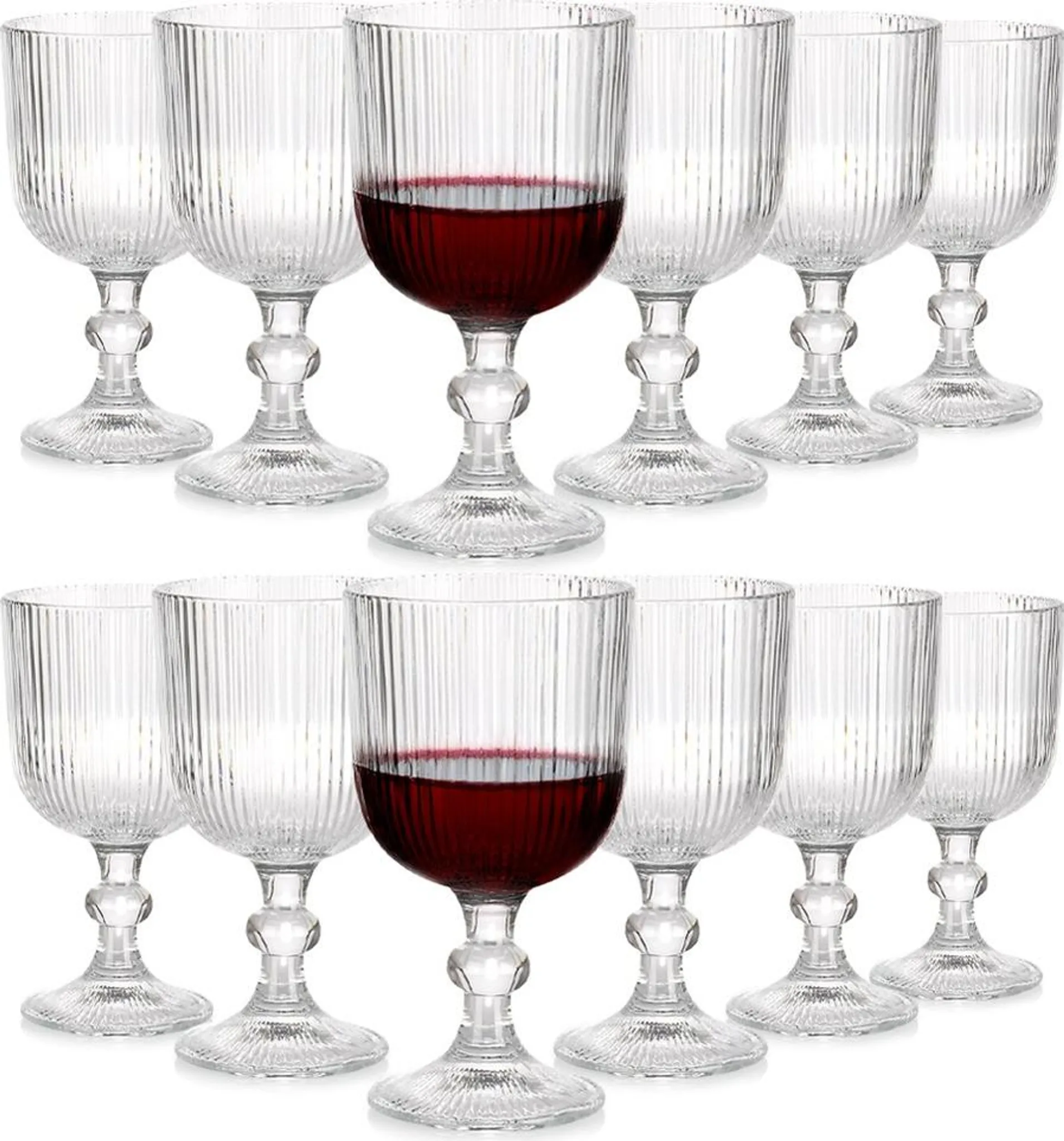 Vilde | Weingläser Set - 12 Stück - Geriffeltes Glas