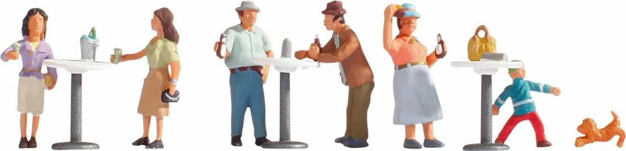 Figurines Modélisme Ferroviaire Noch - Scène 'Au Café' Avec 6 Personnages Et Accessoires - Décoration Maquette HO
