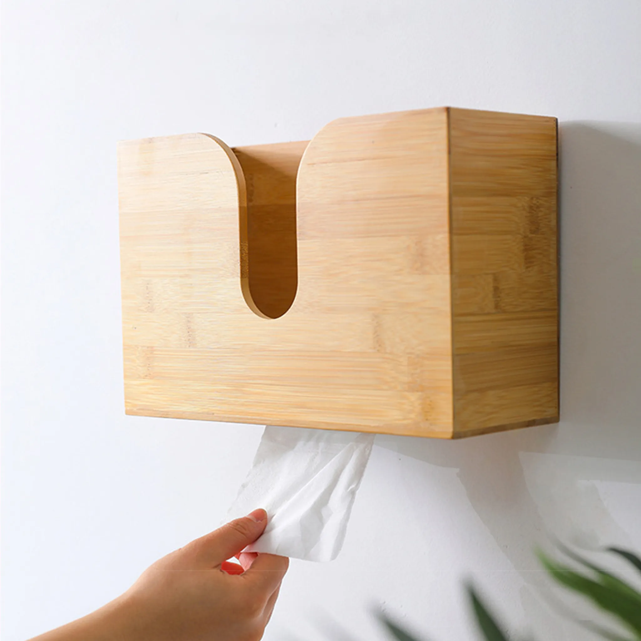 Papierhandtuchspender Wand-Papierhandtuchspender aus Bambus für Schlafzimmer Badezimmer Küche Wohnzimmer 29 11,5 19 cm Holzfarbe 
