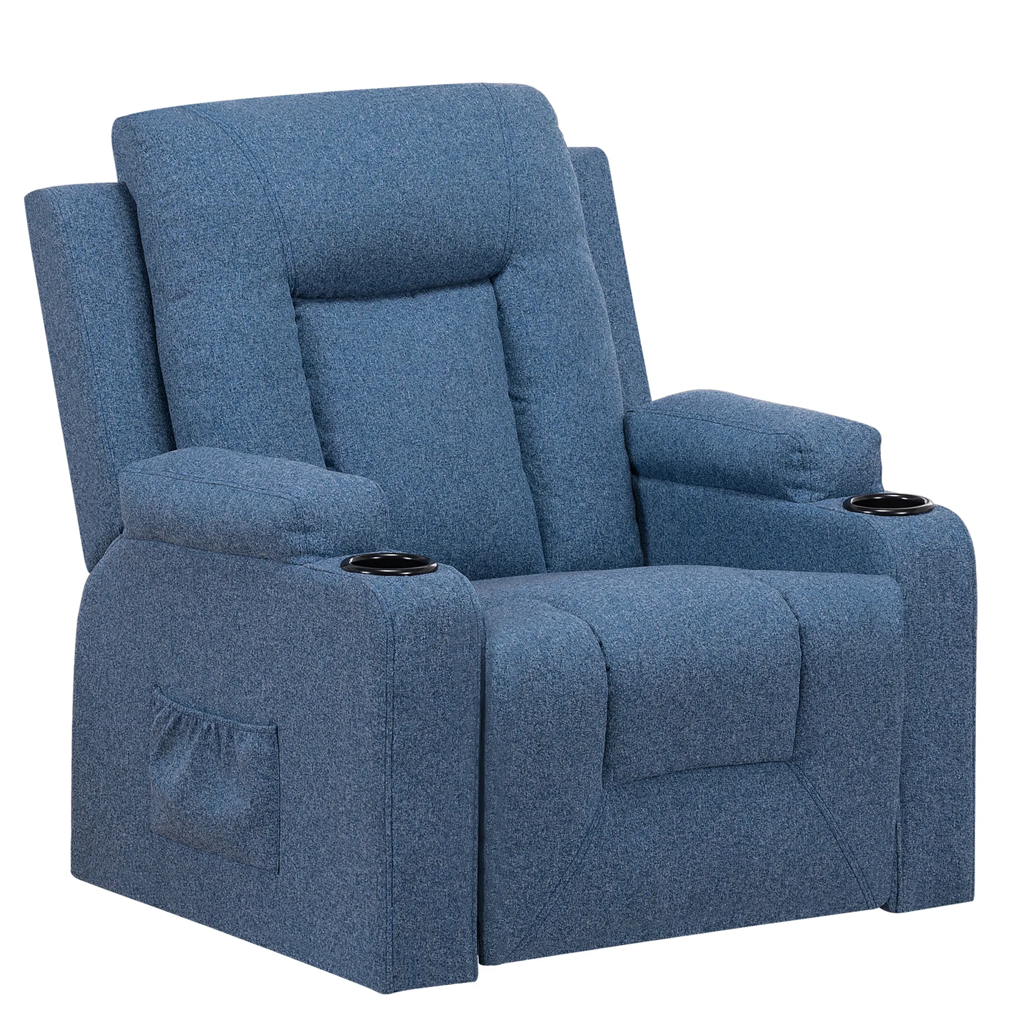 Fauteuil Relax Massant HOMCOM - Fonctions Massage, Chaleur Et Couchage - Pivotant, 4 Poches Latérales - Fauteuil TV électrique Confortable