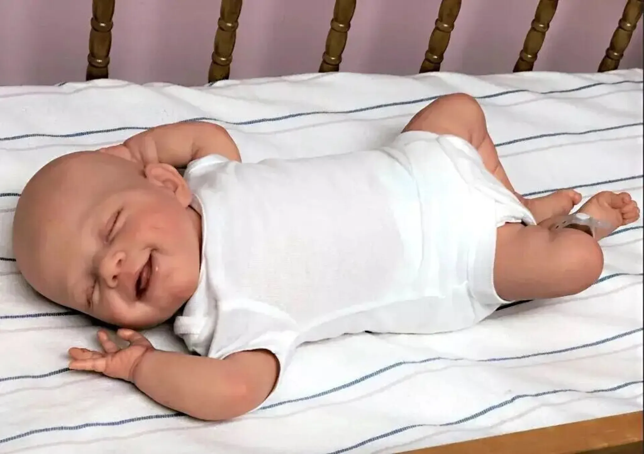 Lonian Reborn Puppe 19 Zoll - Schlafendes Baby Mit Hand-gezeichneten Haaren, Vinyl & Stoff, Sammlerpuppe