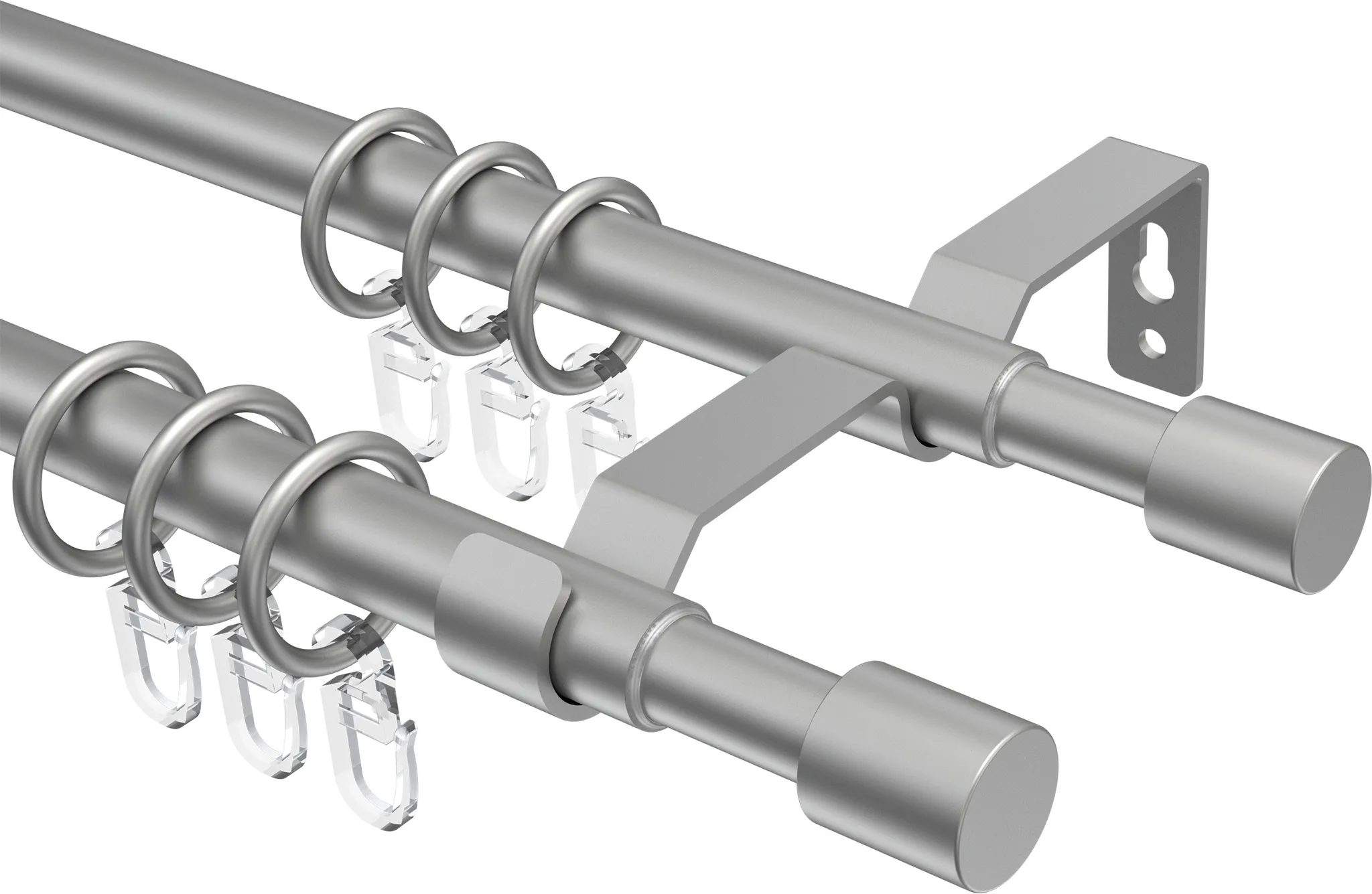 Siri Gardinenstange Silber 120-220 Cm - Ausziehbare Vorhangstange Für Wandmontage