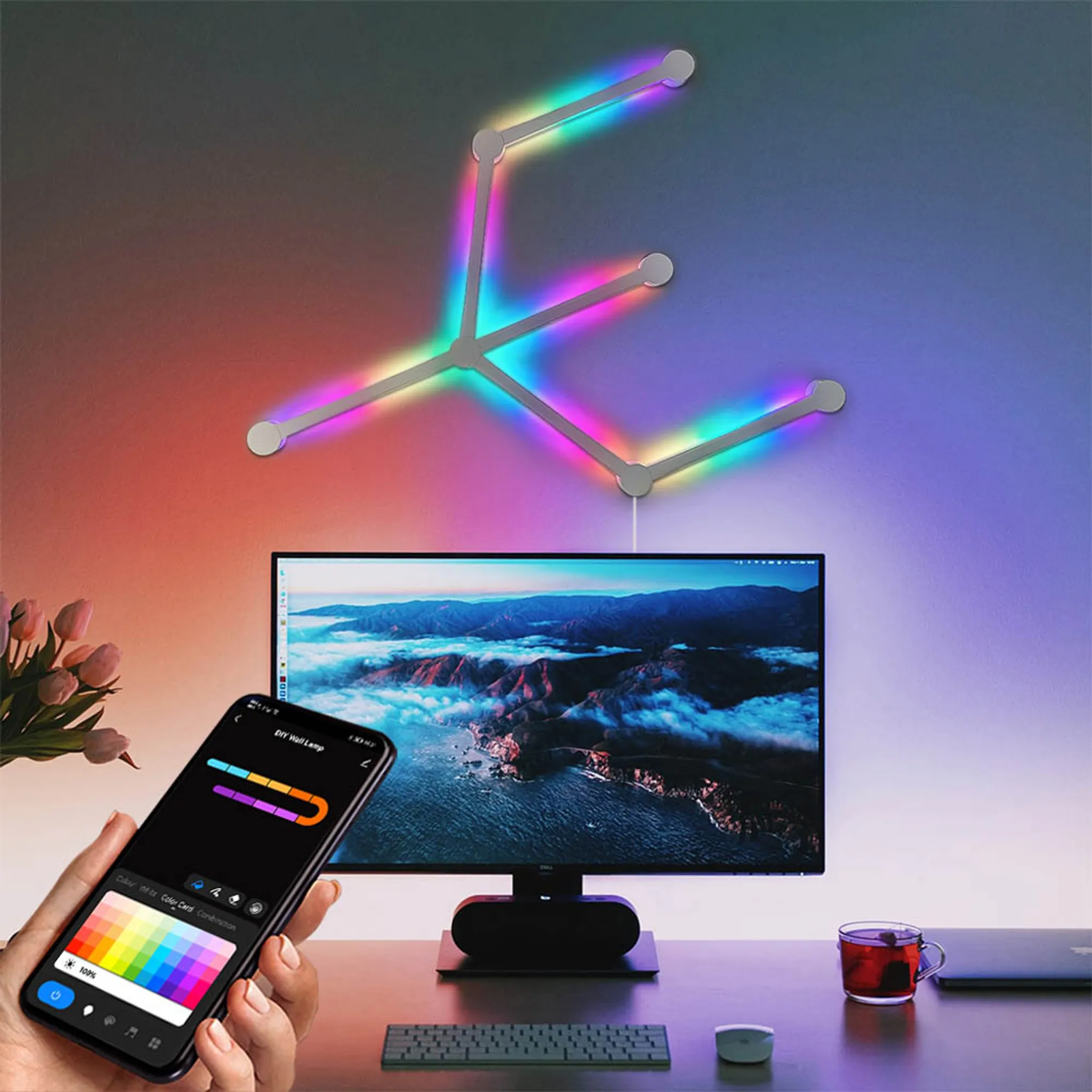 Sechseck Wand Lampe LED RGB Gaming Deko Touch Steuerung