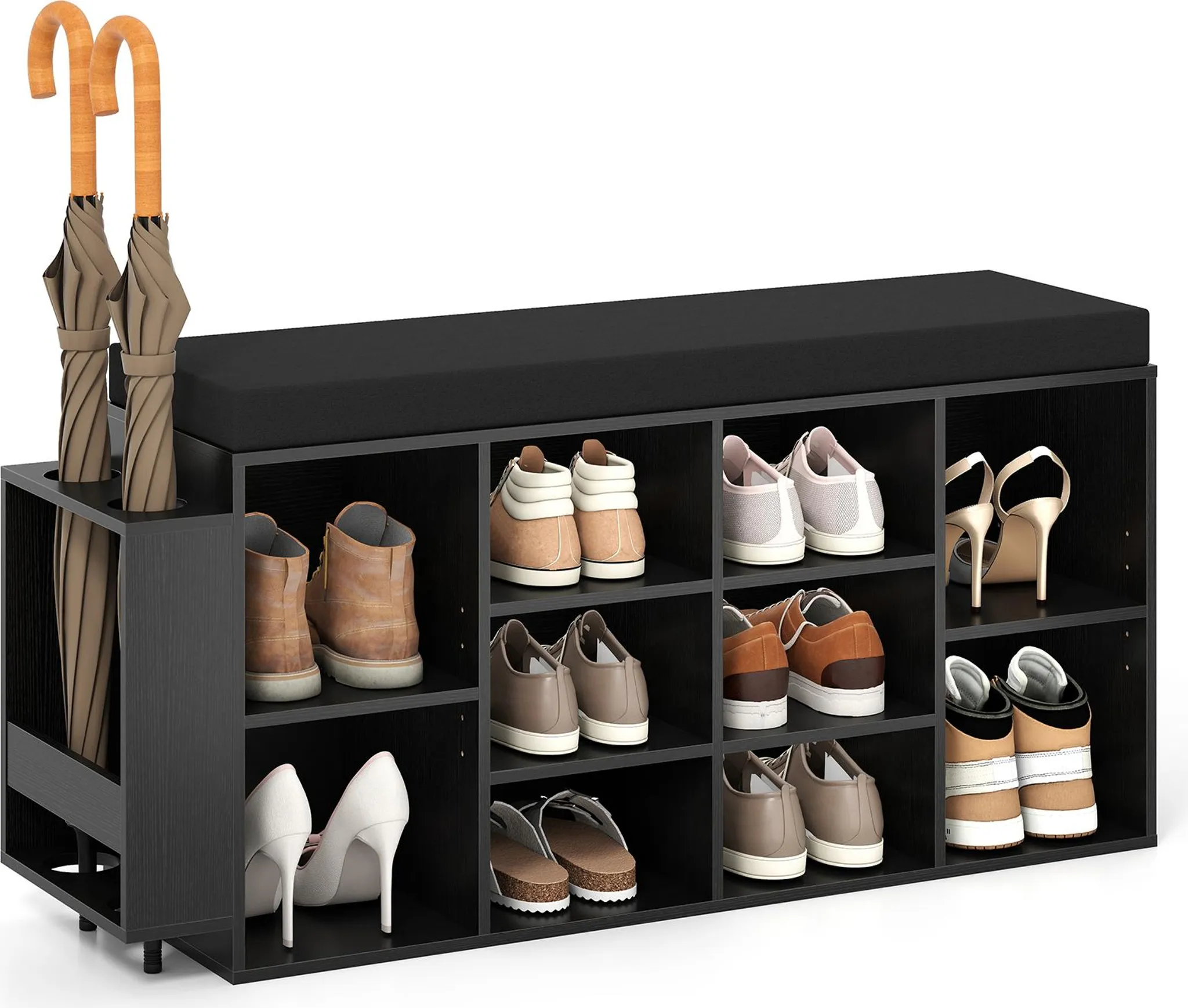 Scarpiera Impilabile A 2 Livelli In Legno E Metallo 54 X 32 X 52 Cm Marrone Nero 88303256