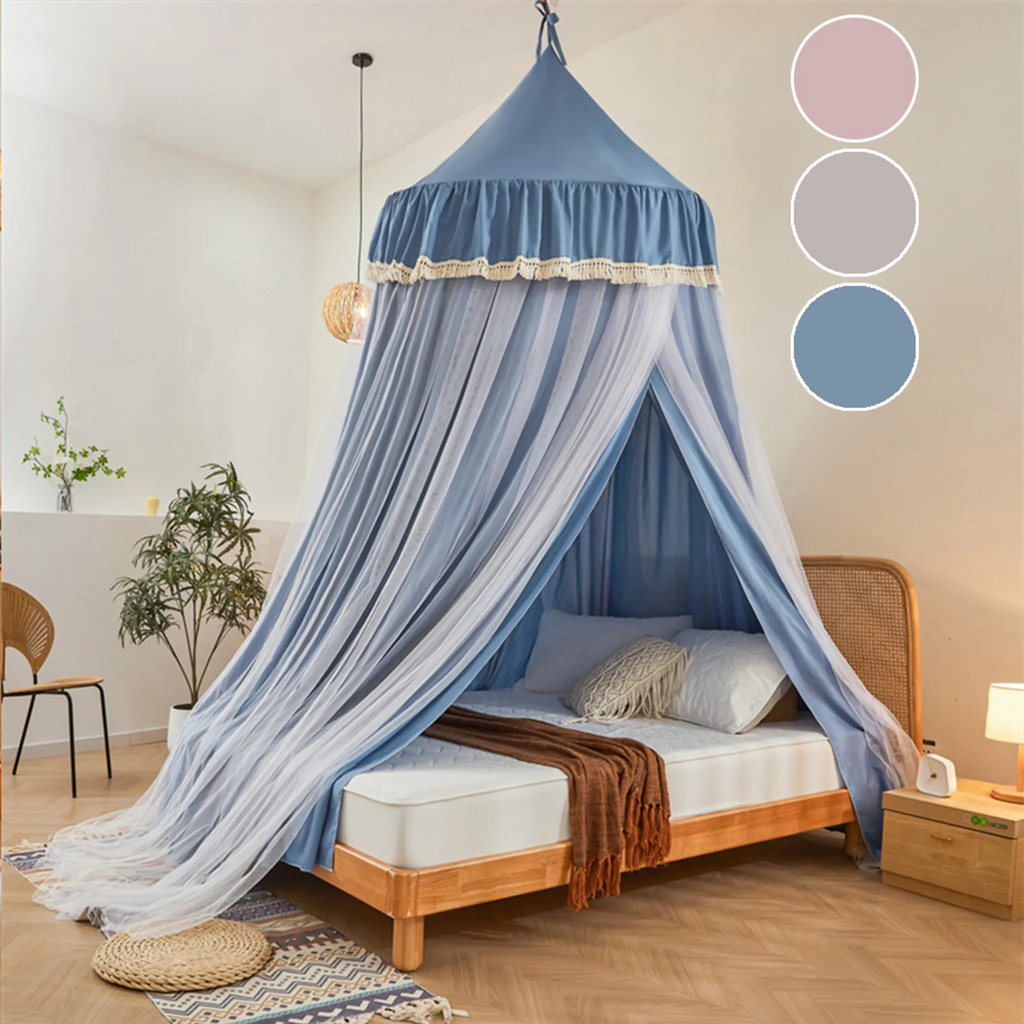 Moskitonetz Für Bett – 200x200x180 Cm, Universell Quadratisch | Engmaschig, Aus Polyester Für Doppel- & Einzelbetten