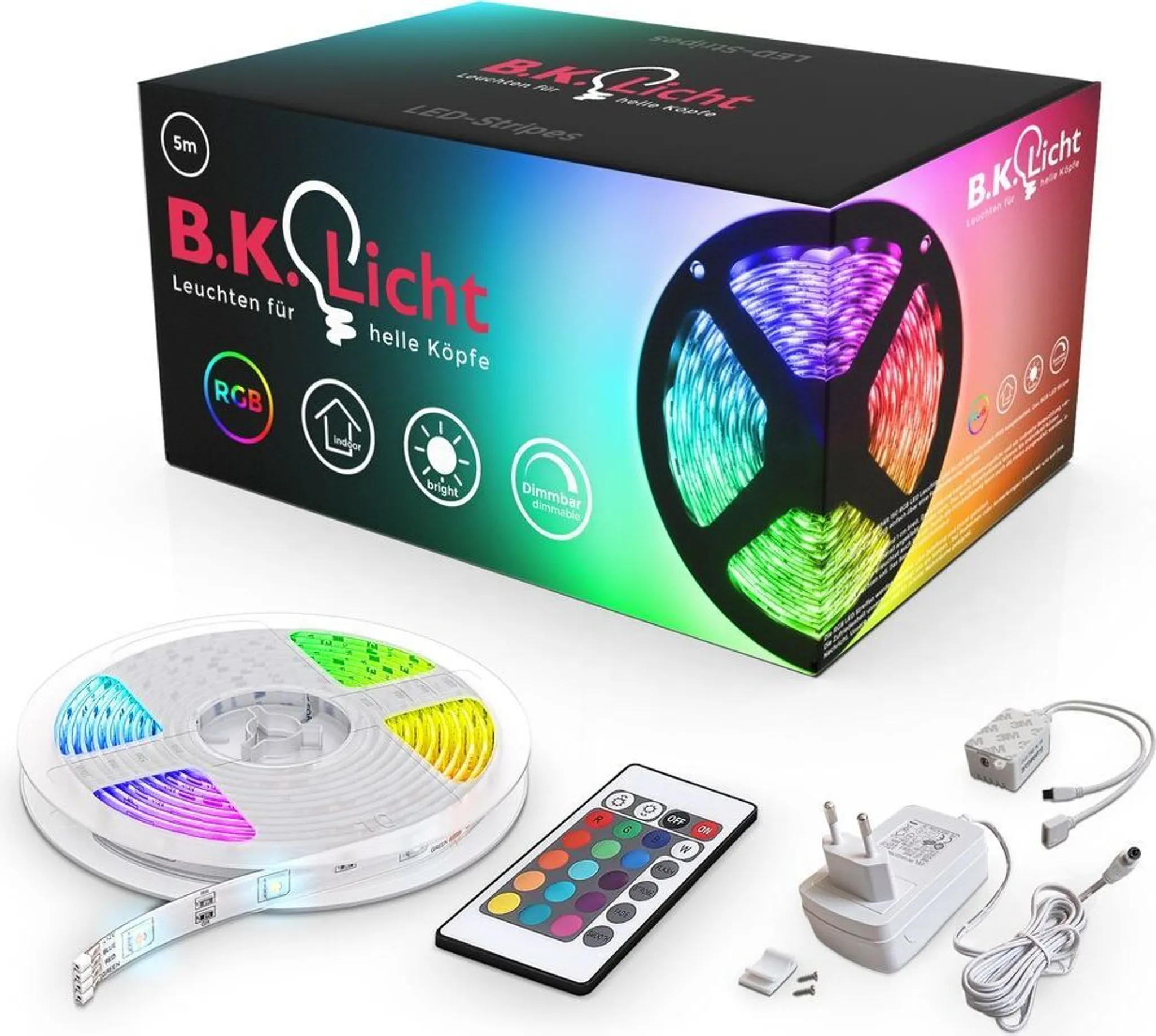 RGB LED Strip 25m – IP67, 60 LEDs/m, Mit Fernbedienung & Netzteil