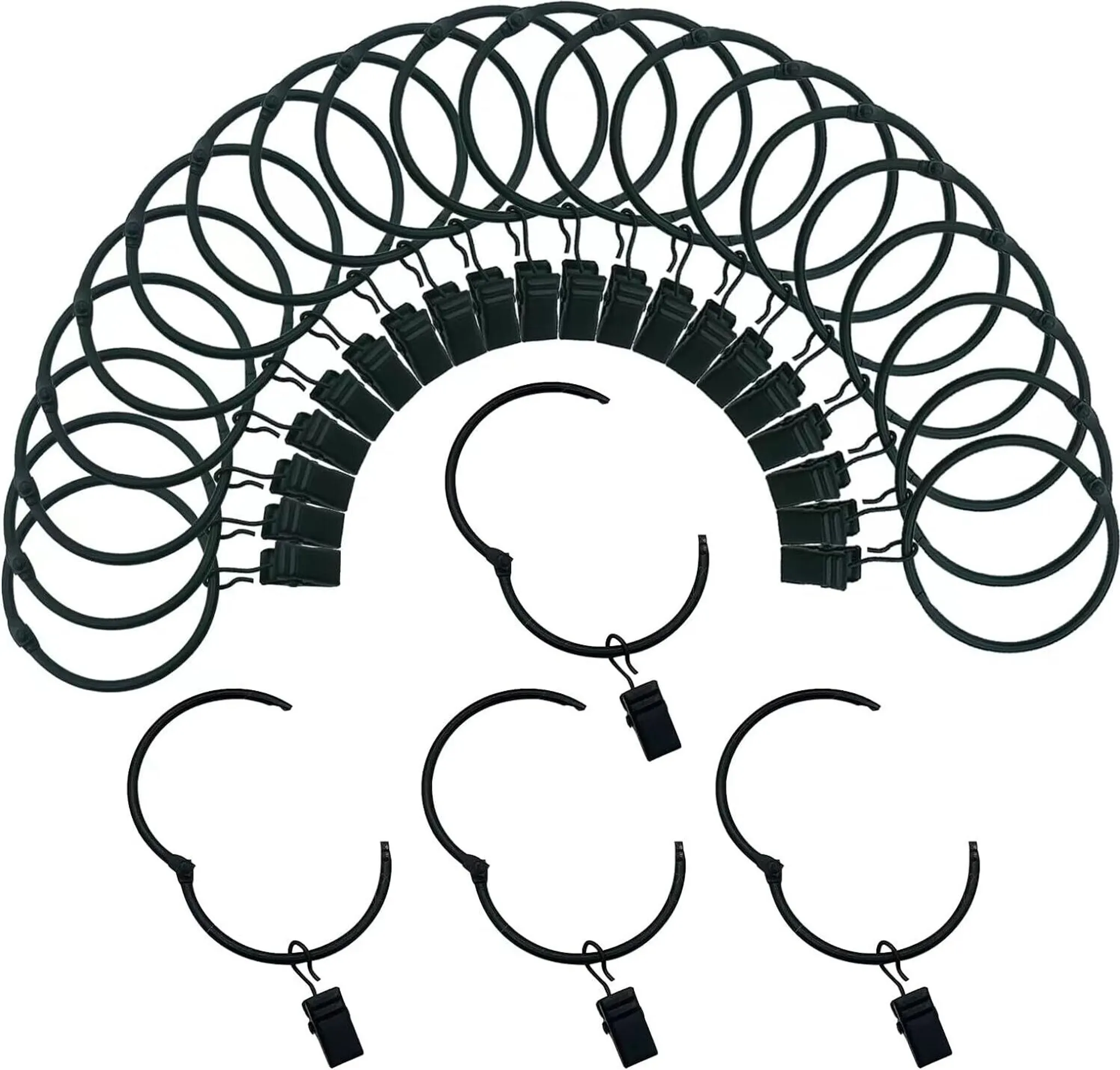 40 Stück Vorhangclips Mit Ringen – Metall-Clips Für Gardinenstangen Bis 3,3 Cm, Silber