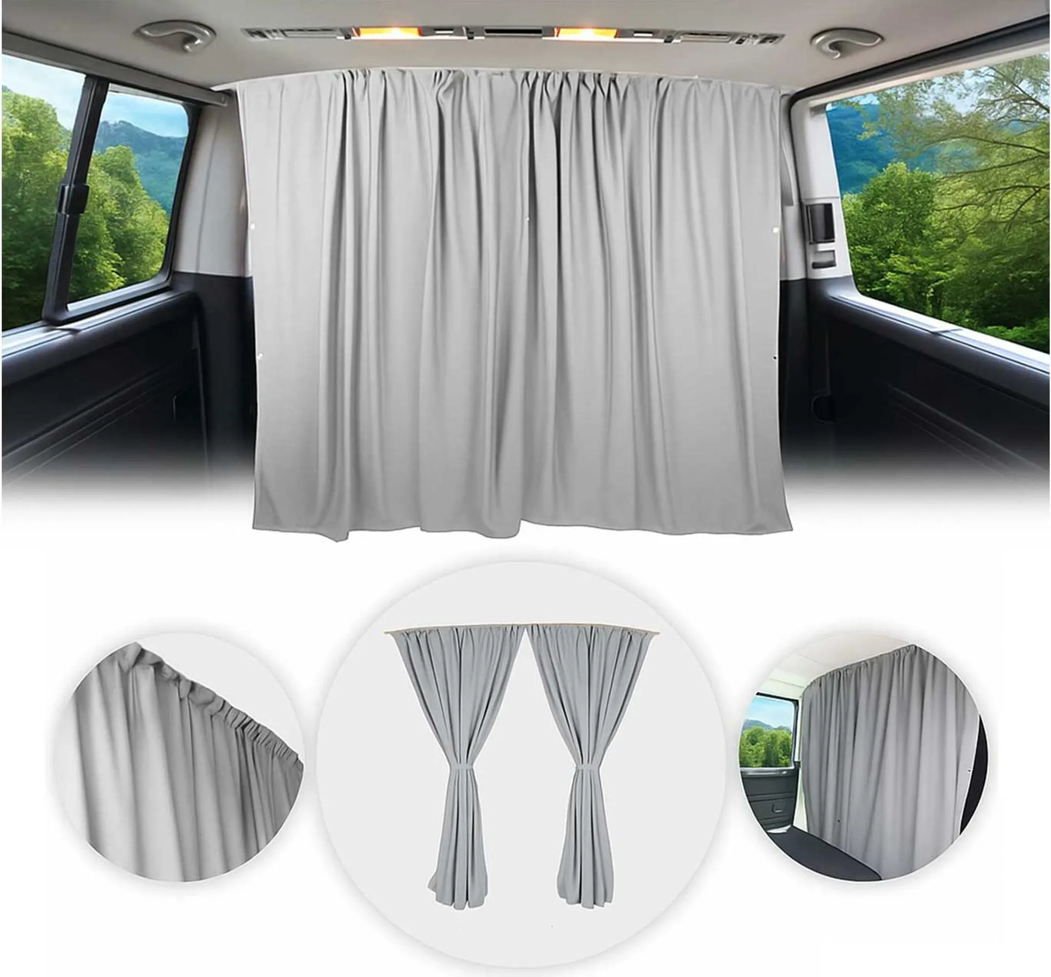 Tende Parabrezza Tende Su Misura Per VW T5 & T6 Multivan Campeggio Nero - Foto 9