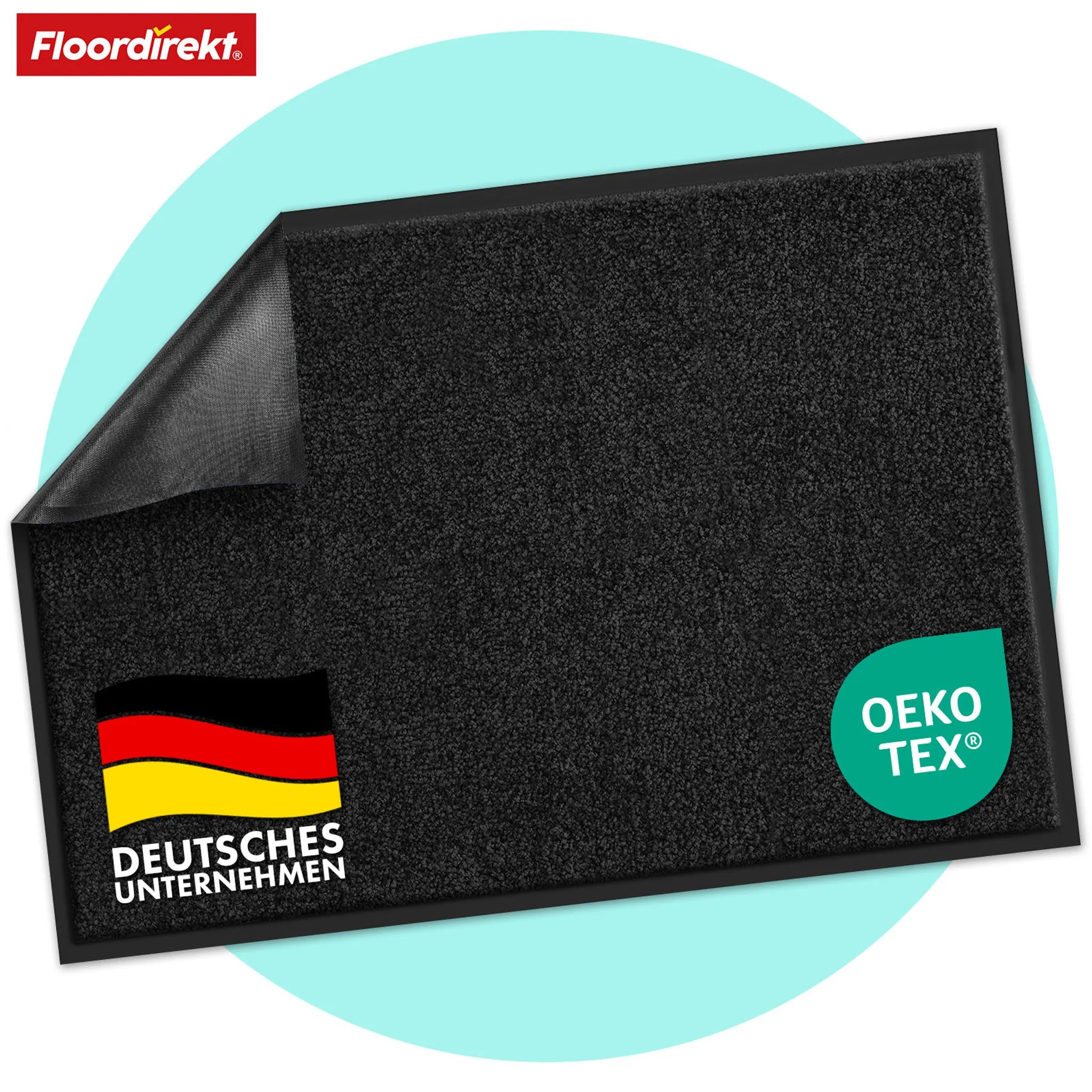 Hanse Home Zerbino in gomma per interni ed esterni, 45 x 75 cm, in gomma, per esterni, effetto anas, effetto ghisa, resistente alle intemperie, antiscivolo per ingresso ed esterni, colore nero