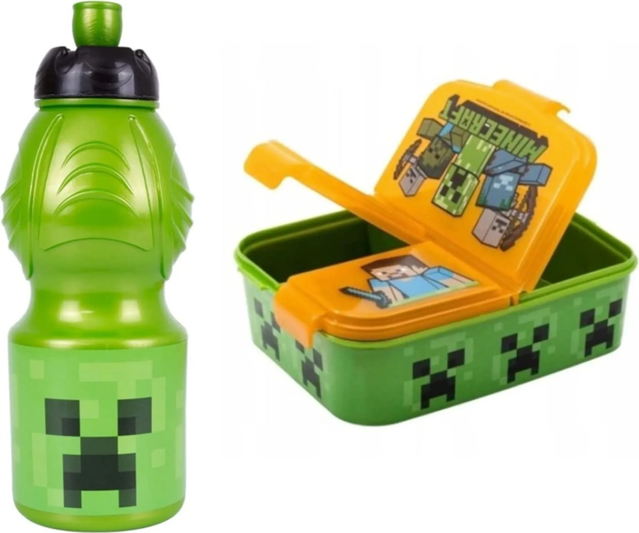 Goldkids Minecraft Brotdose Set - 18cm Mit Trinkflasche & Anhänger