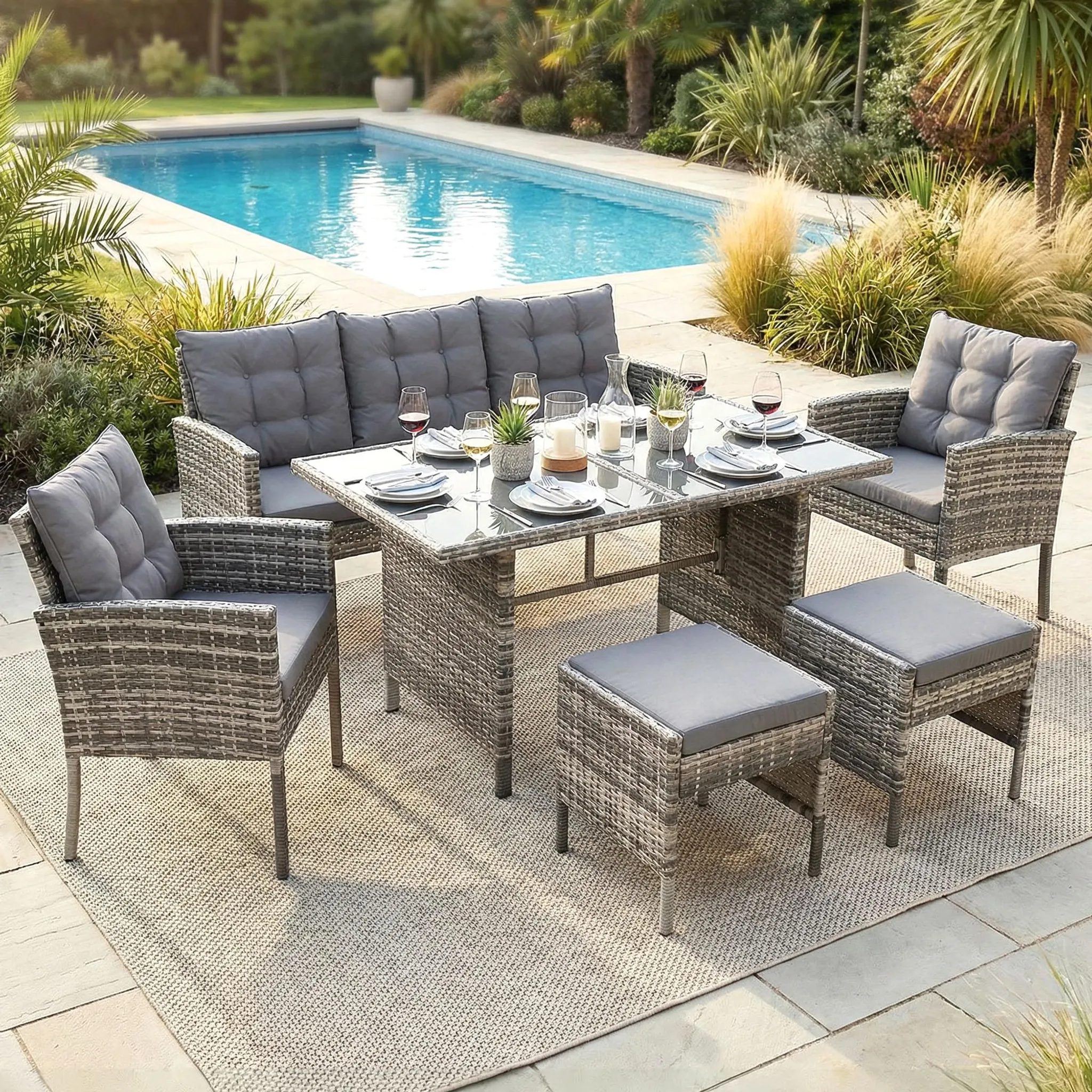 Poly Rattan Sitzgruppe Garten-Garnitur Set