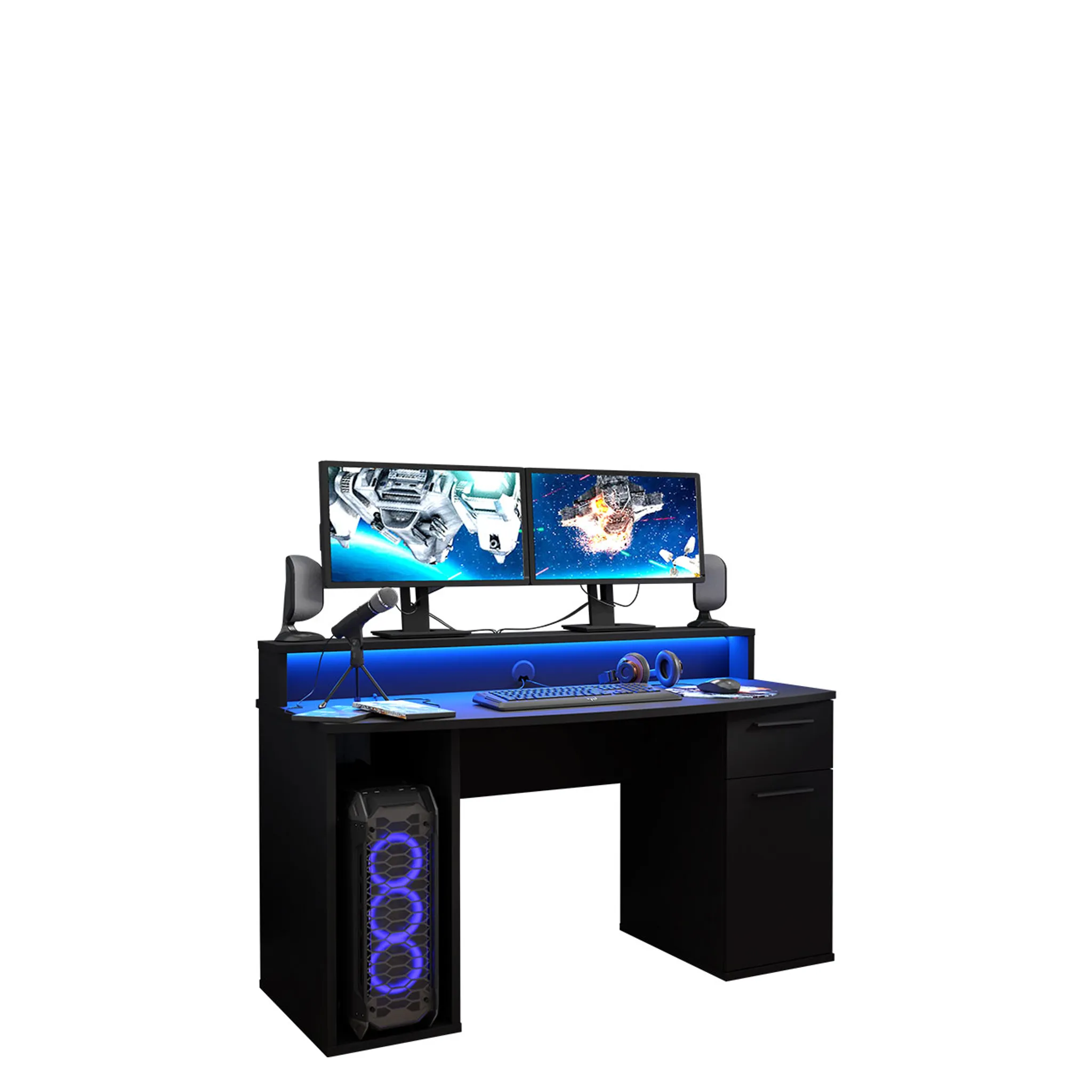MIRJAN24 (Farbe: mit Ayo, Hersteller, Stilvoll RGB-Beleuchtung vom Computertisch Schreibtisch Schwarz) Gaming Computermöbel