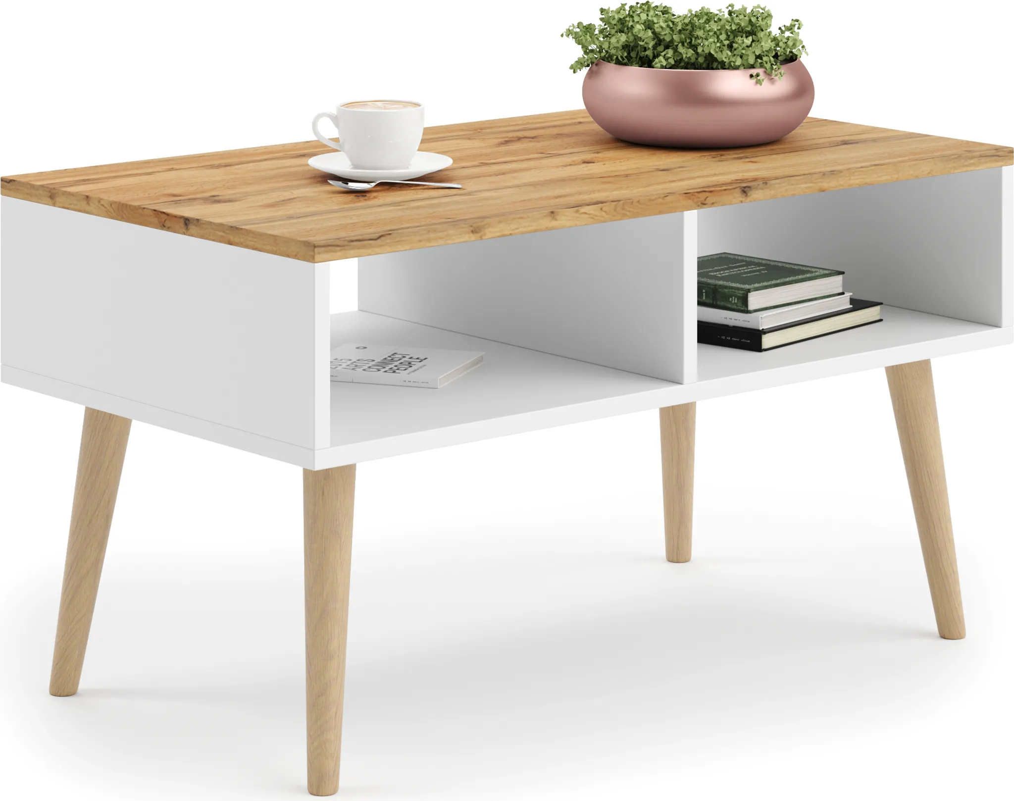 AKORD Table de Salon avec Une étagère DOMI L92xH45xP53 cm AKORD Table de Salon avec Une étagère DOMI L92xH45xP53 cm