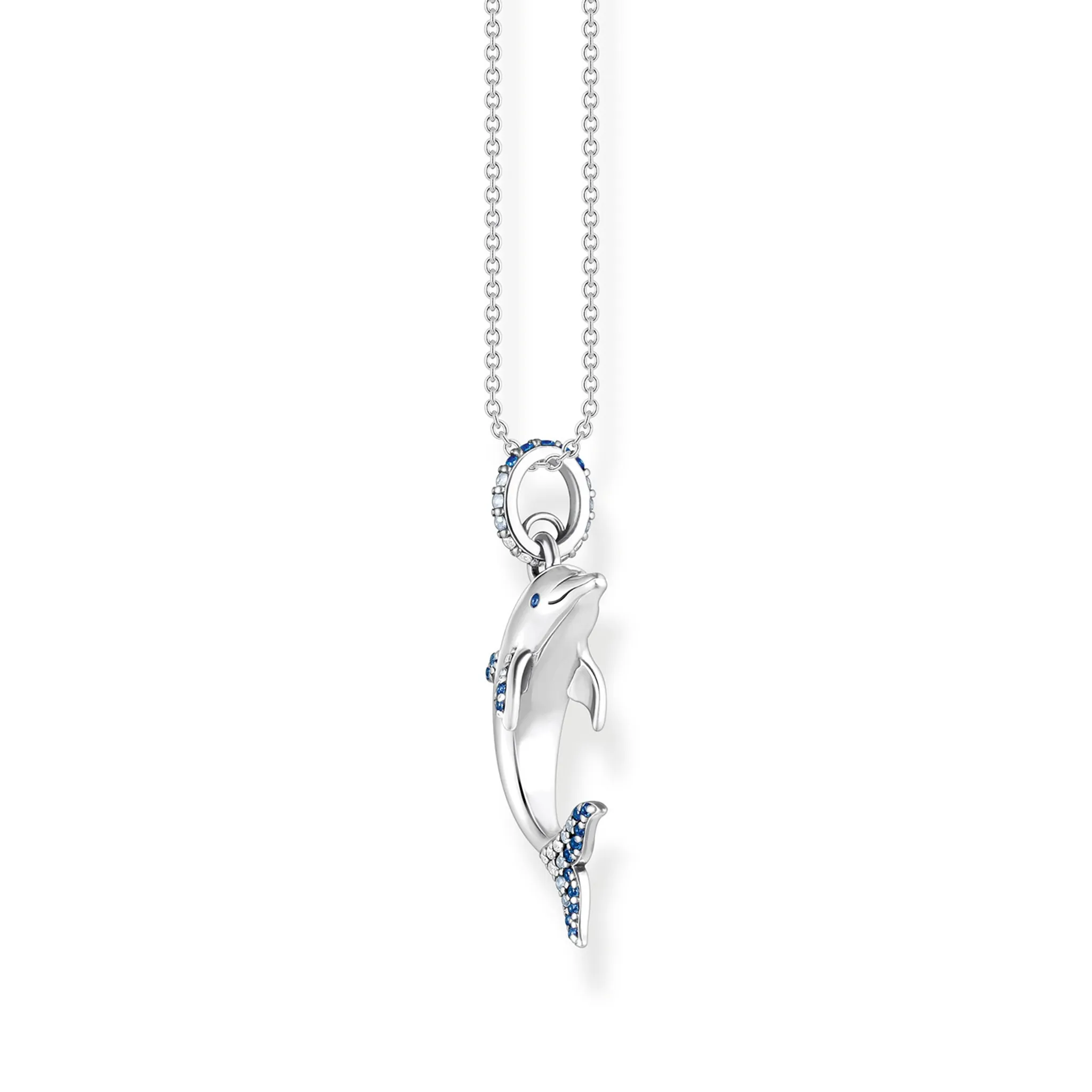 Sabo Thomas Steine Halskette Anhänger Silber mit Delfin Damen KE2144-644-1 Blaue