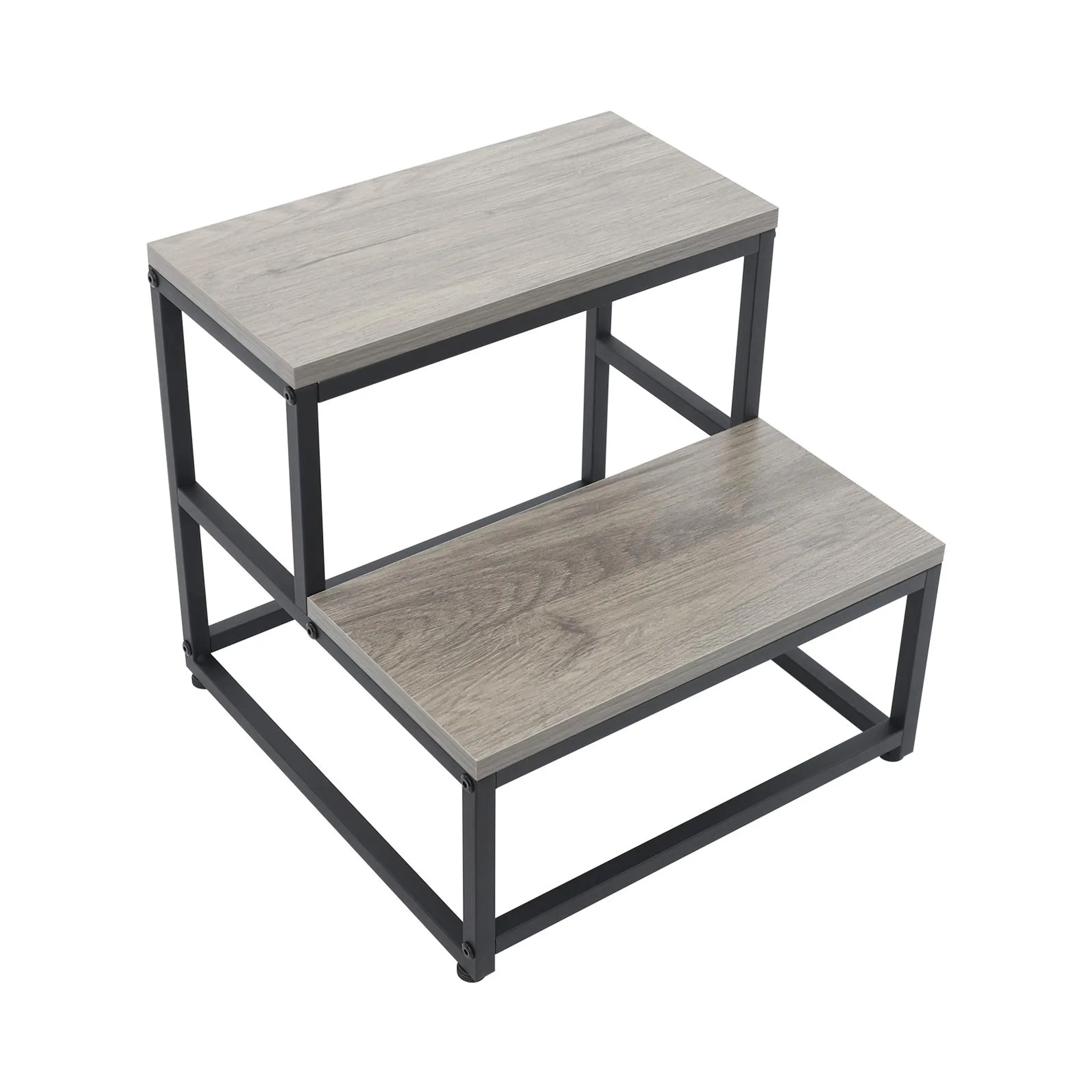 Escabeau 2 Marches En Métal – Design Gris, Hauteur 90 Cm, Charge 150 Kg