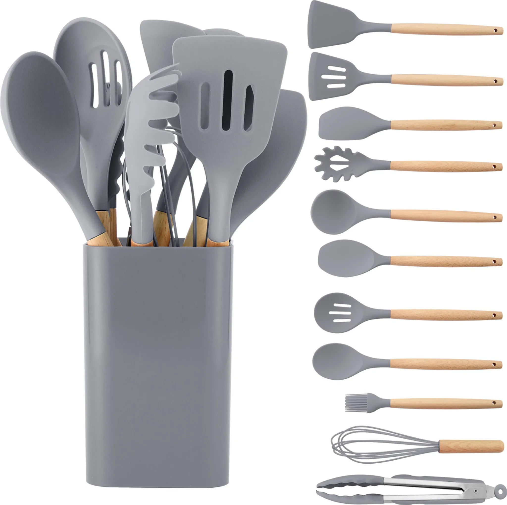 Spatola in silicone con manico in legno, spatola da cucina - Mescolare il cucchiaio della spatola | Strumento di cottura in silicone antiaderente con manico in legno, utensili da cucina per