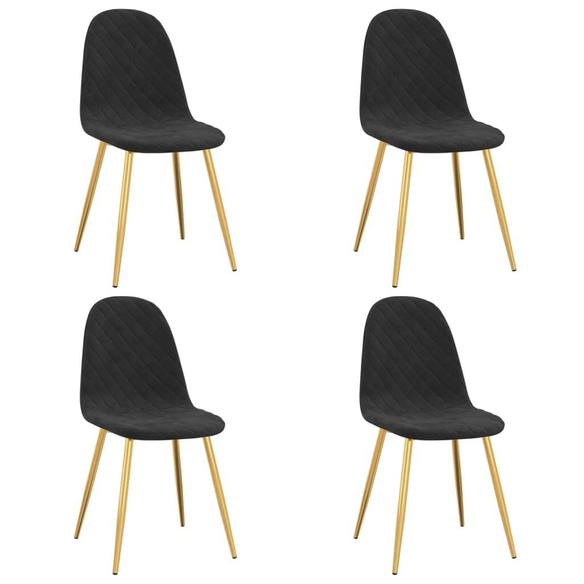 Set 2 sedie in velluto grigio e gambe in metallo nero - Vanus