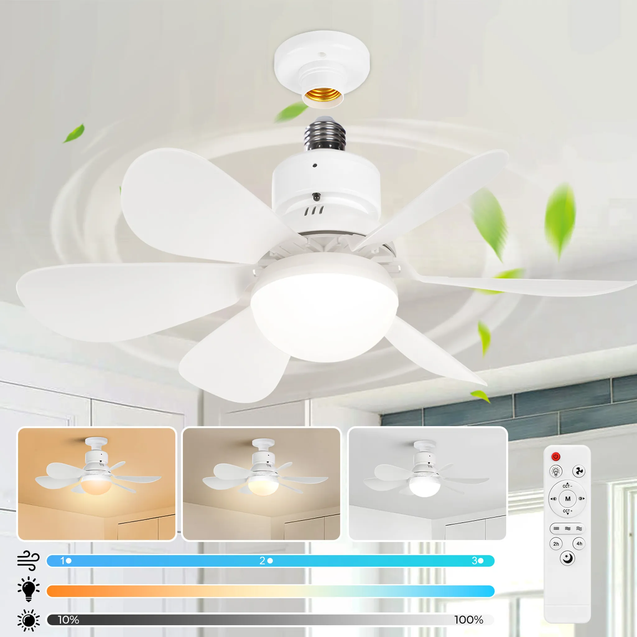 Ventilatore da soffitto silenzioso con luce dimmerabile CCT