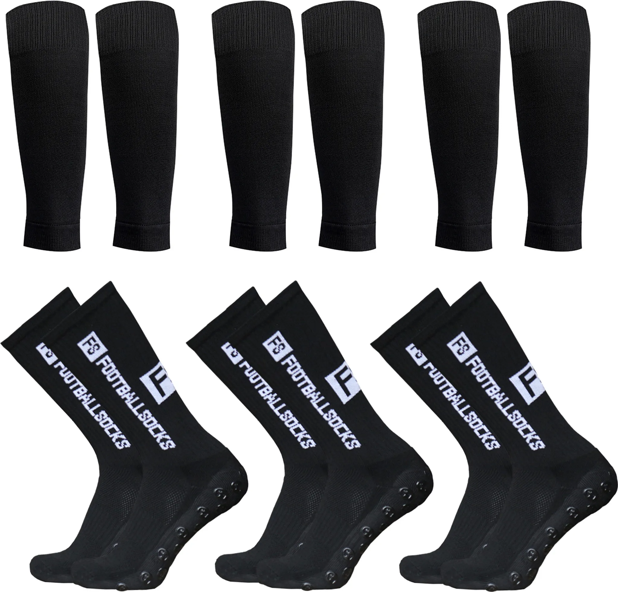 LIXADA 3 Paar Fußballsocken Mit Wadenärmel – Anti-Rutsch, Größe 39-46, Für Sport & Alltag