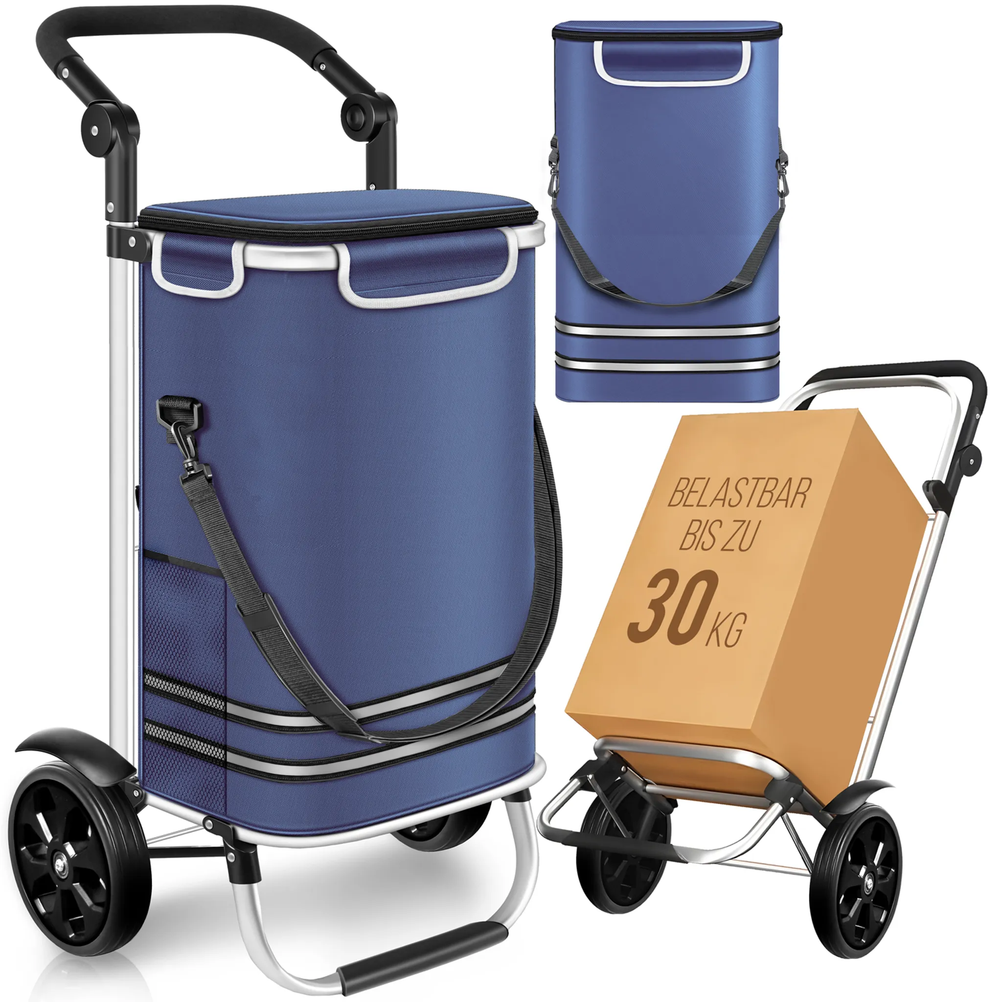 Chariot De Courses 5five Simply Smart - Acier, Polyester, Plastique, Poignée, Noir