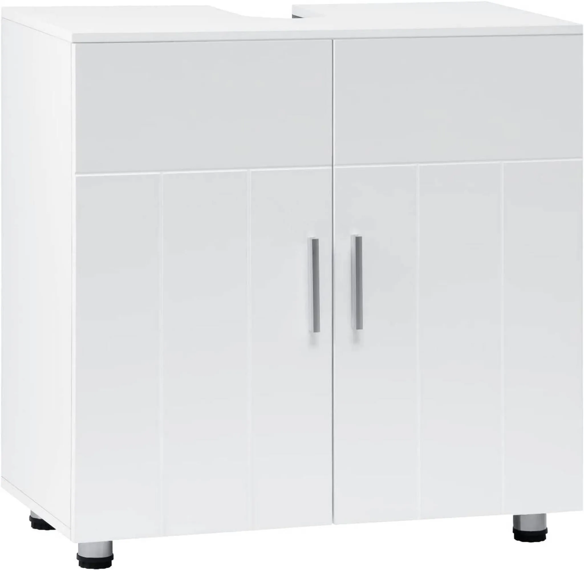 EUGAD Waschbeckenunterschrank Waschtischunterschrank Metallscharnieren, Weiß, verstellbarer Trennwand, und cm Landhausstil, 60x60x30 Türen mit Badezimmerschrank 2