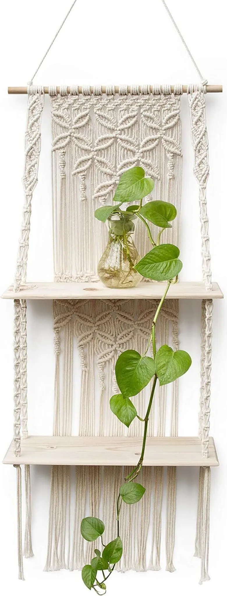 Wandregal Holz Makramee Regal Boho Deko Hängeregal Wanddeko
