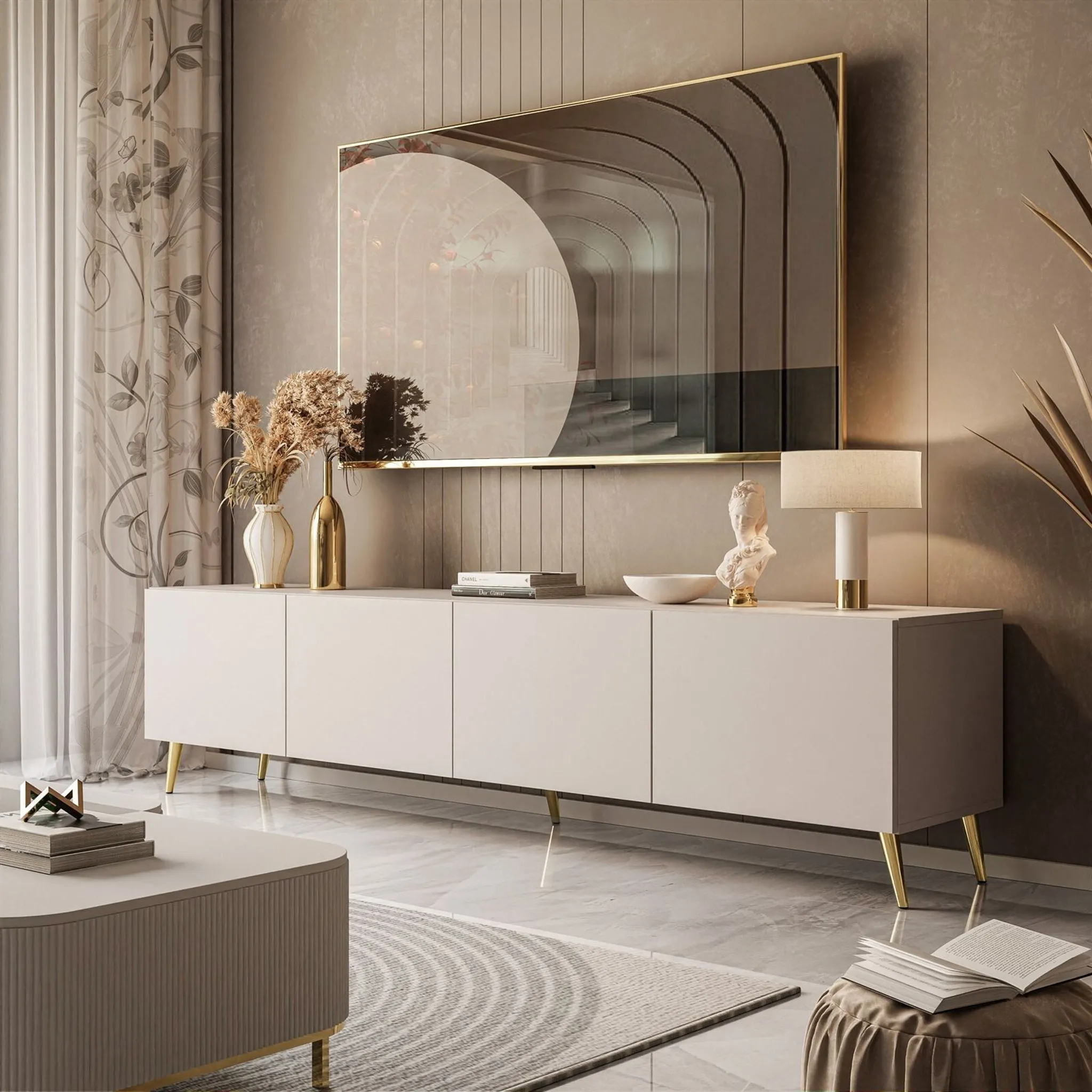 Lookway COLGANTE TV-Schrank 100 Cm Kaschmir - Hängende TV-Konsole Modern