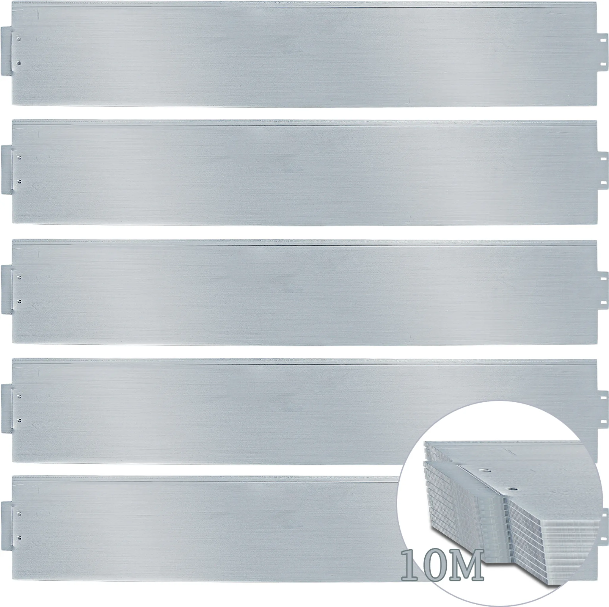 Relaxdays Bordura Per Aiuole E Prato In Metallo Zincato (16 Cm X 10 M) - 2 Pezzi - Flessibile E Resistente - Delimitazione Per Giardino, Argento - 2