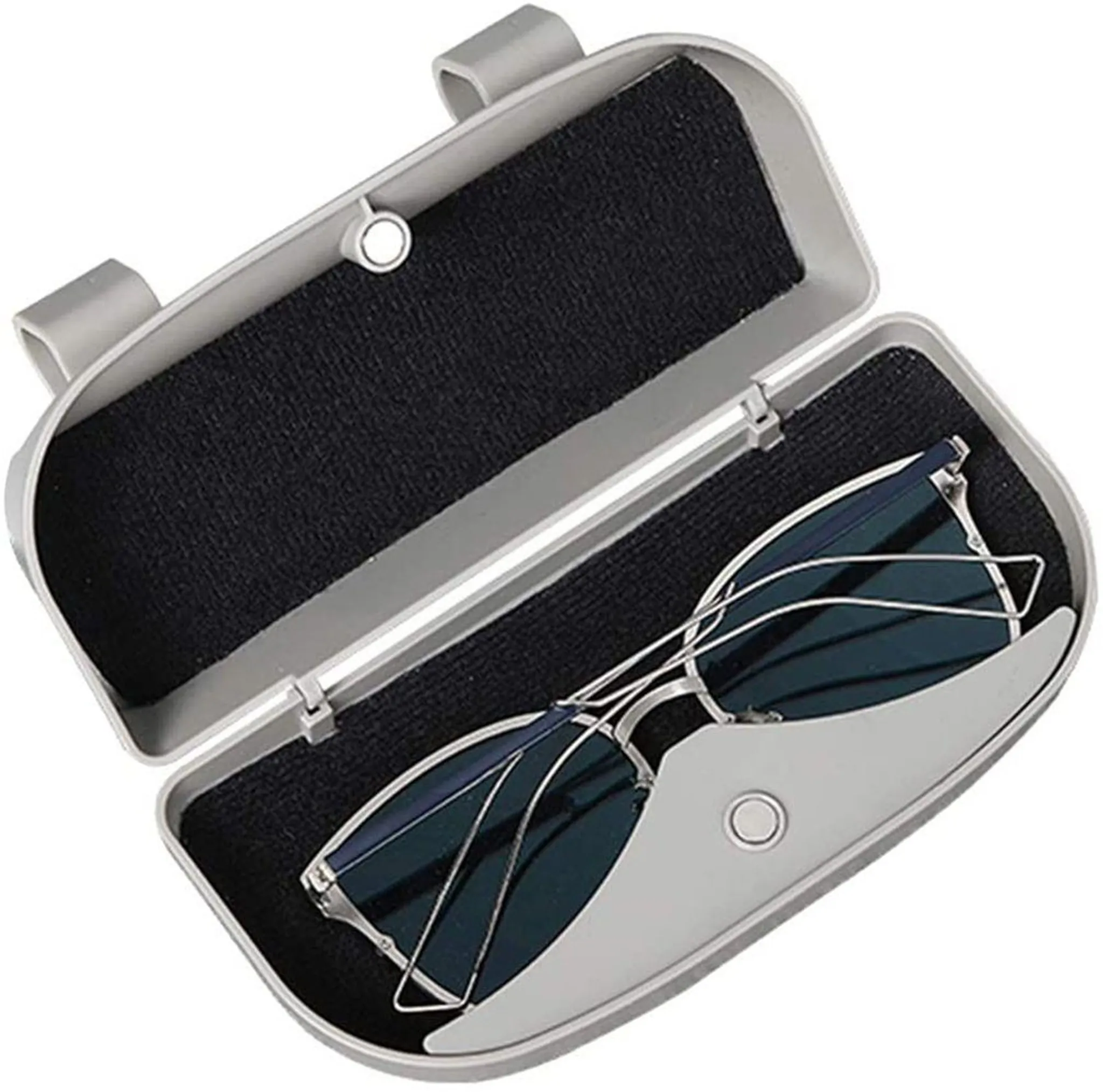 Sonnenbrille Autoinnenraum Qirc Auto-Sonnenbrillenhalter Schwarz Aufbewahrungsbox für Autoteile Brillenetui 