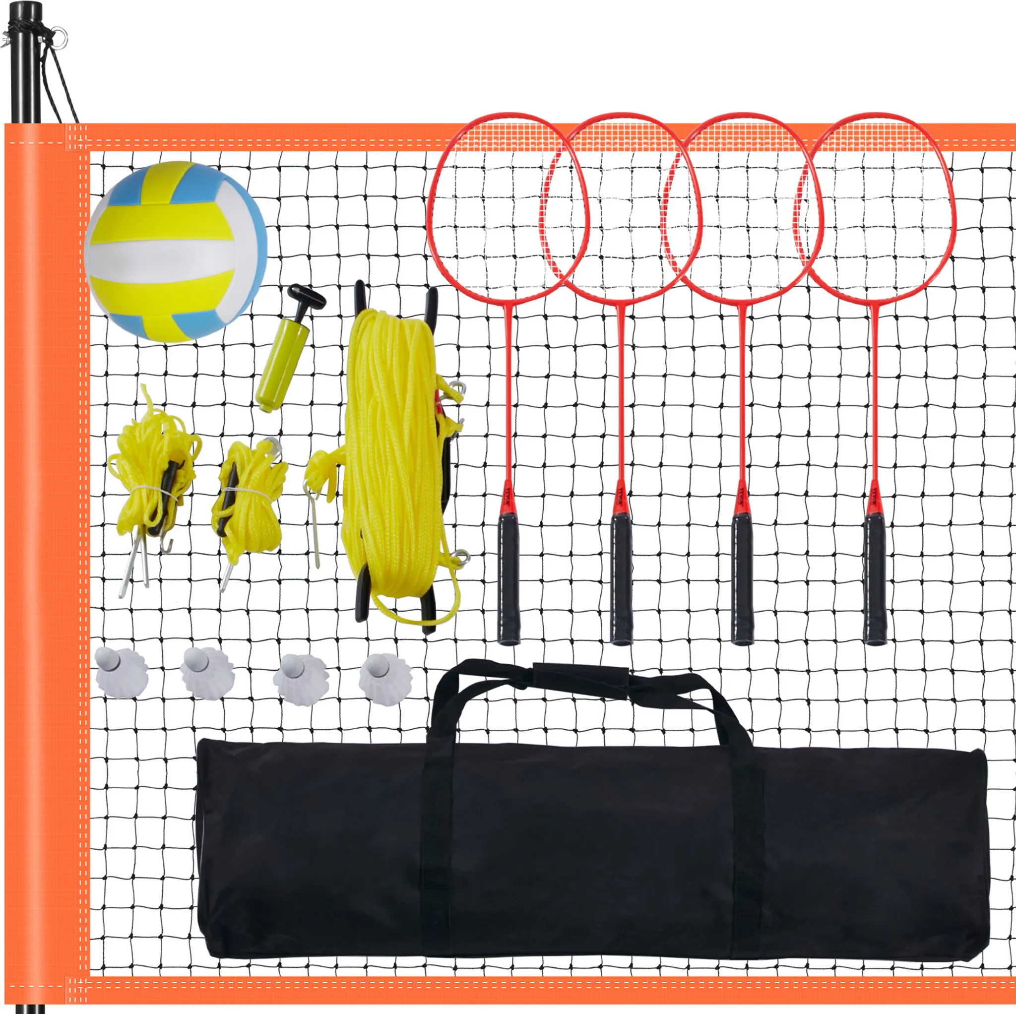 Filet De Volley Outtec Pliable 9,9 X 0,9 M – Avec Sac, Pour Jardin, Plage, Piscine
