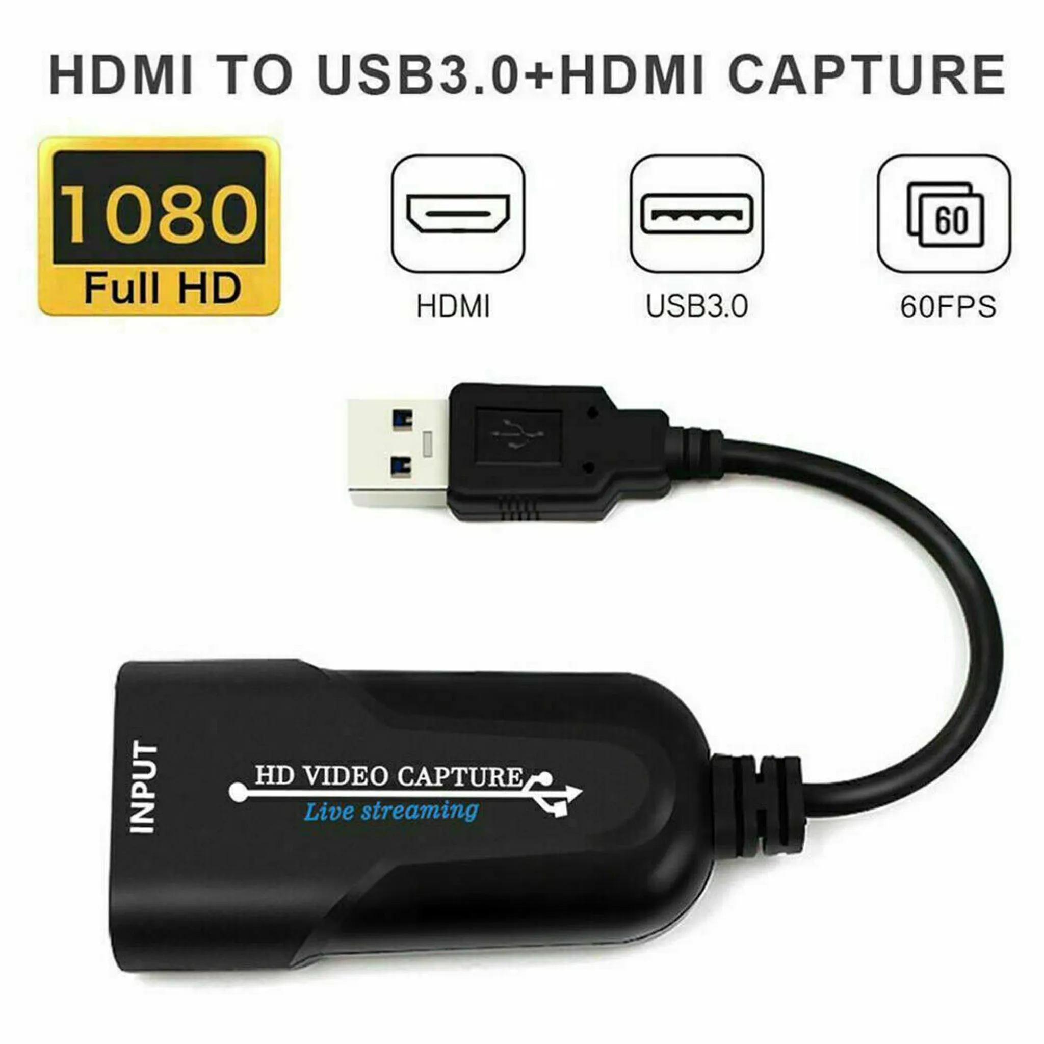 SDI-Videoaufnahmekarte SDI Video Capture Card USB3.0 HD 1080P 60FPS Video Recorder USB3.0/SDI zu SDI Game Capture für Live-Übertragungen und Videoaufnahmen 