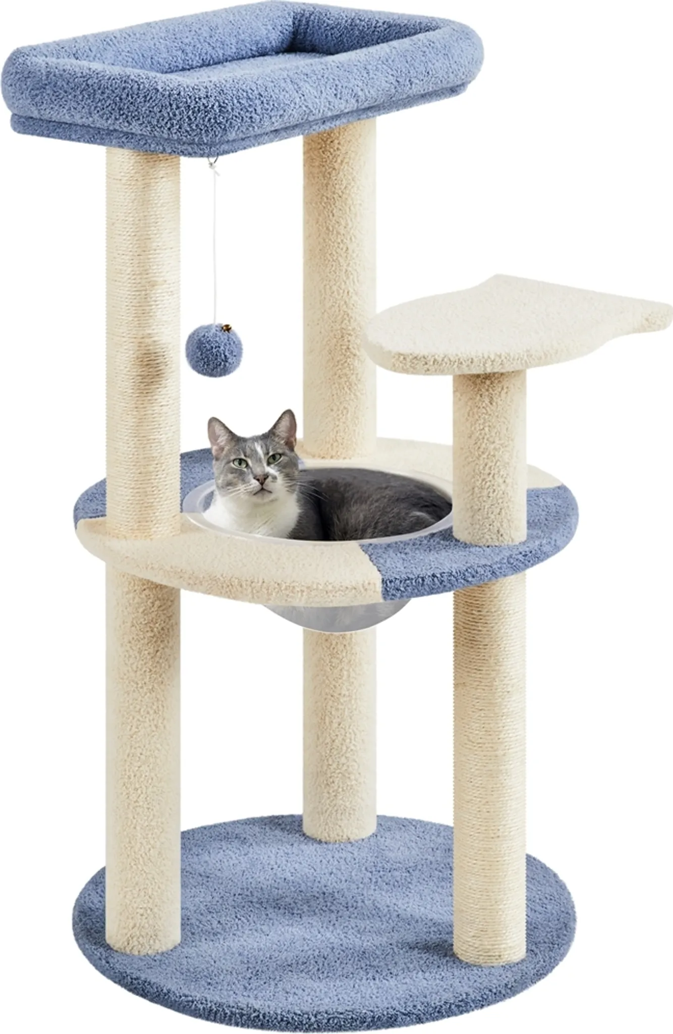 Yaheetech Kratzbaum Pfotenform 164 Cm – 5 Ebenen, Mit Höhlen, Plattform, Kratzstämmen & Spielball