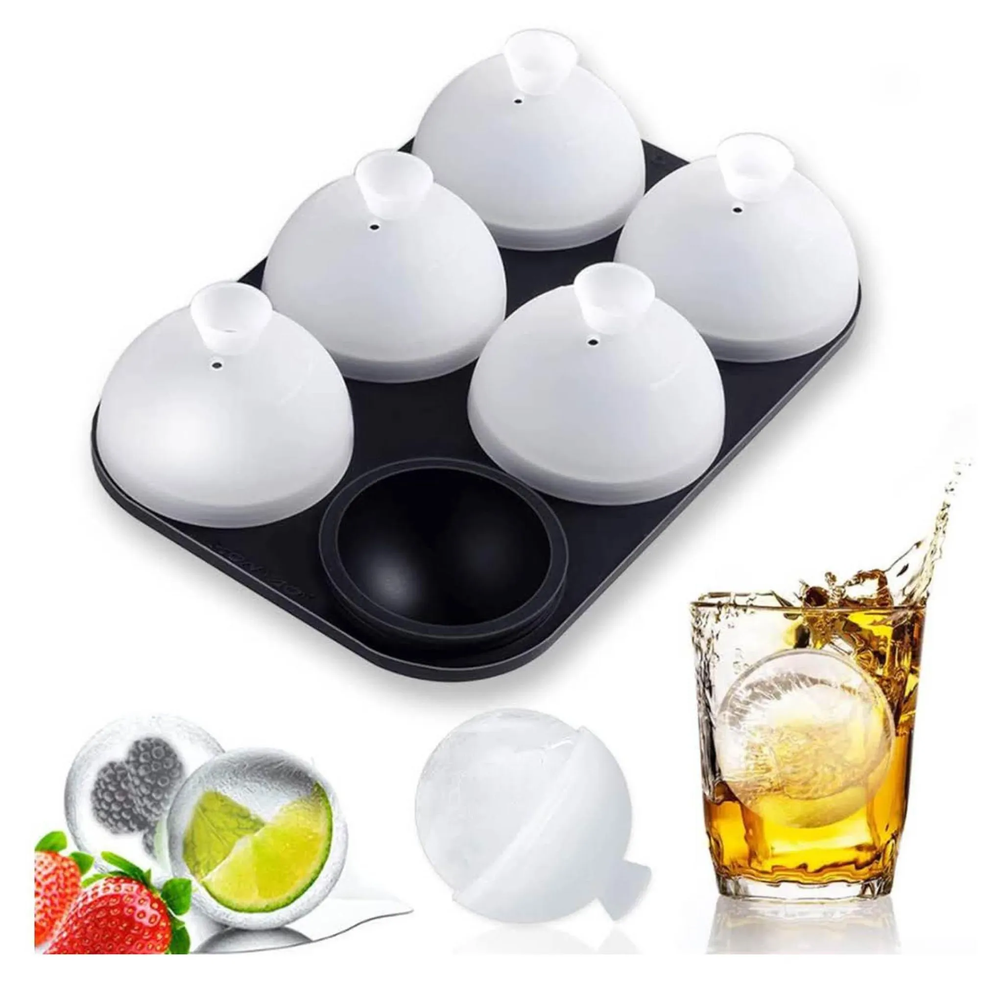 KAERMU 3 Stampo Per Cubetti Di Ghiaccio Giganti In Silicone Con Coperchio – 6 Cubi Da 6 Cm L'uno – Impilabili E Lavabili In Lavastoviglie