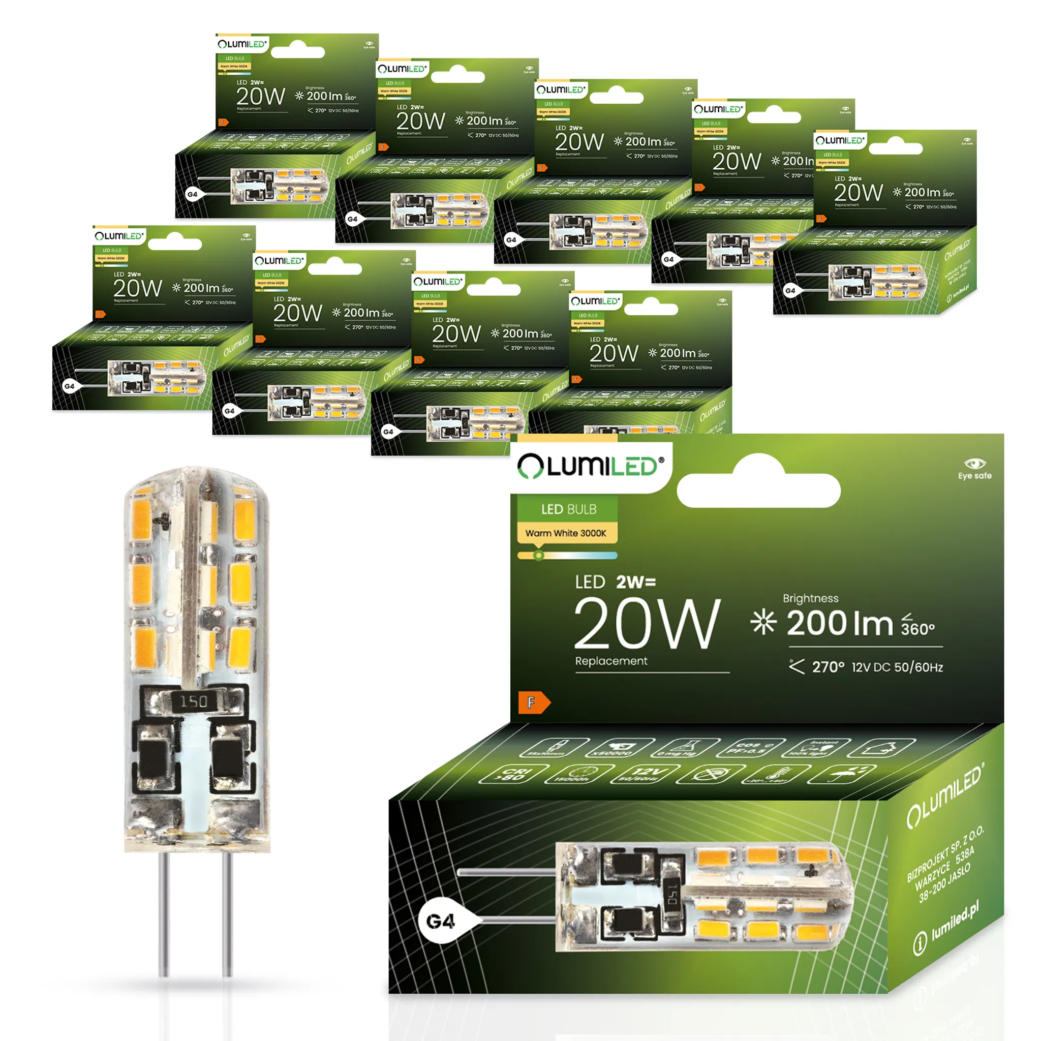 10W SMD-LED Leuchtmittel mit E27 Sockel warmweiß 810 lm 3000K