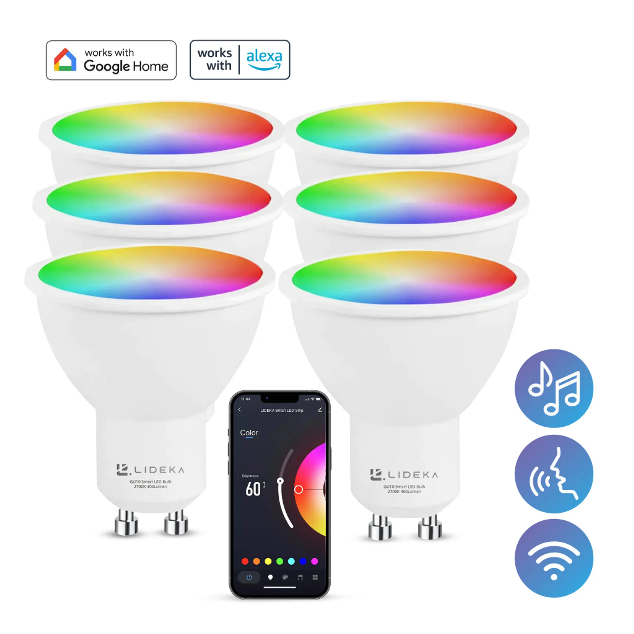 Ledvion Smart RGB+CCT E14 LED Lampe - Wifi - Dimmbar - 5W - 6 Stück 