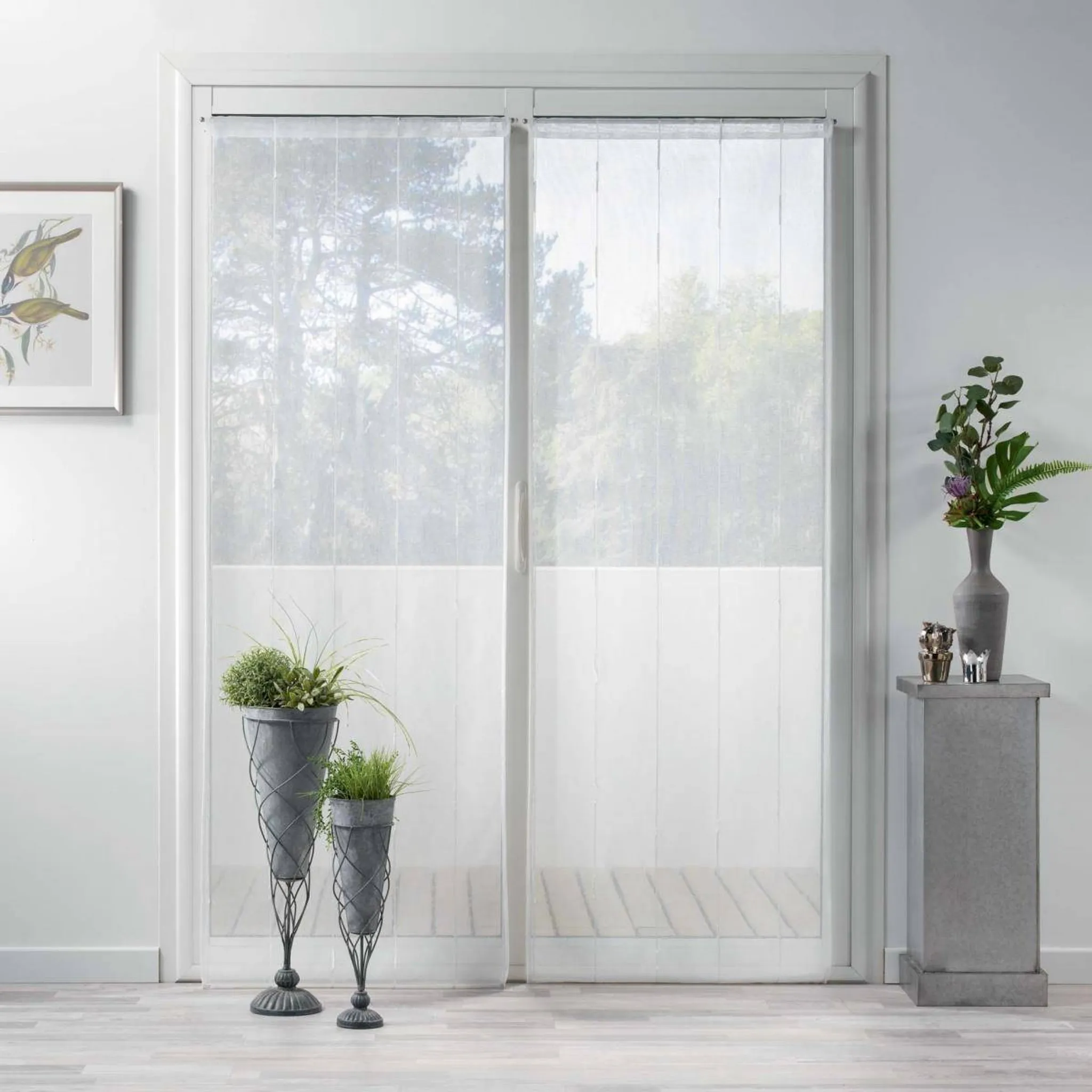 Tenda Monaco Rosa - Pannello 140x300 cm Righe Moderne - Fettuccia