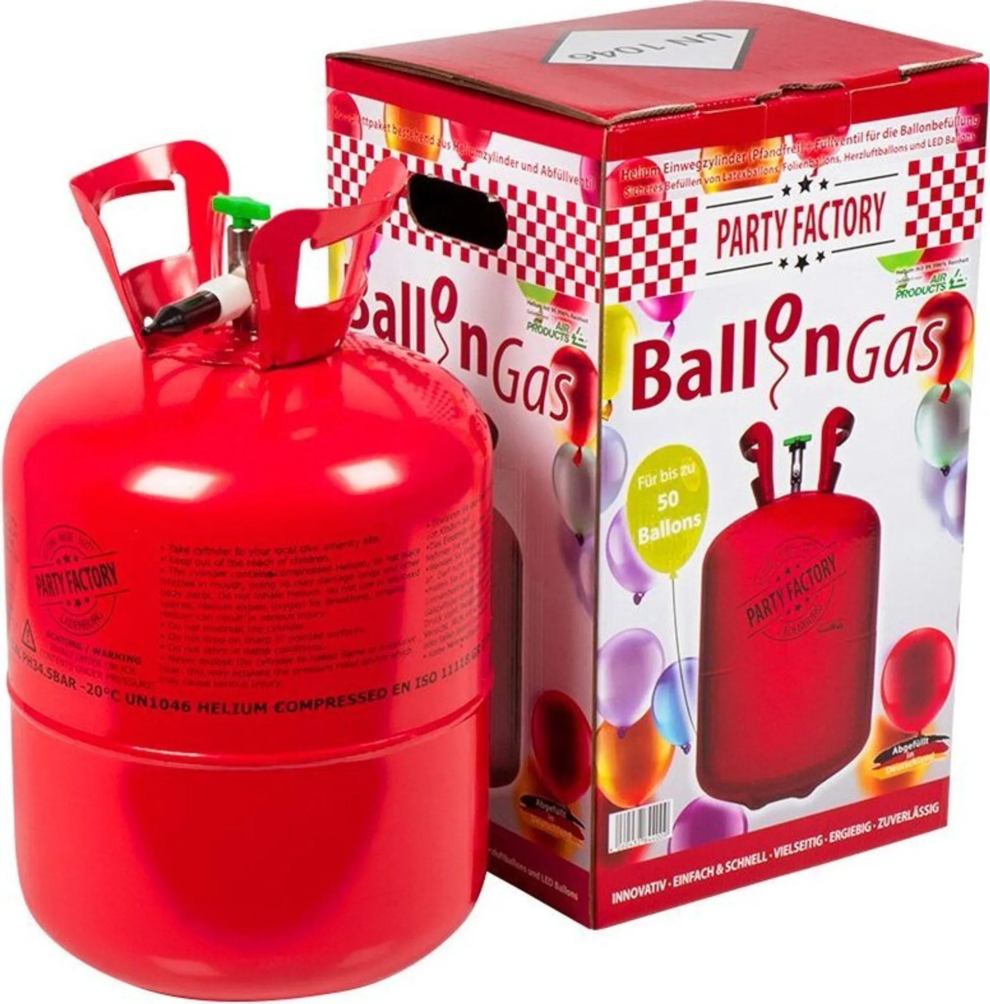 Party Factory Helium Flasche 2x 400L - Für Bis Zu 100 Ballons