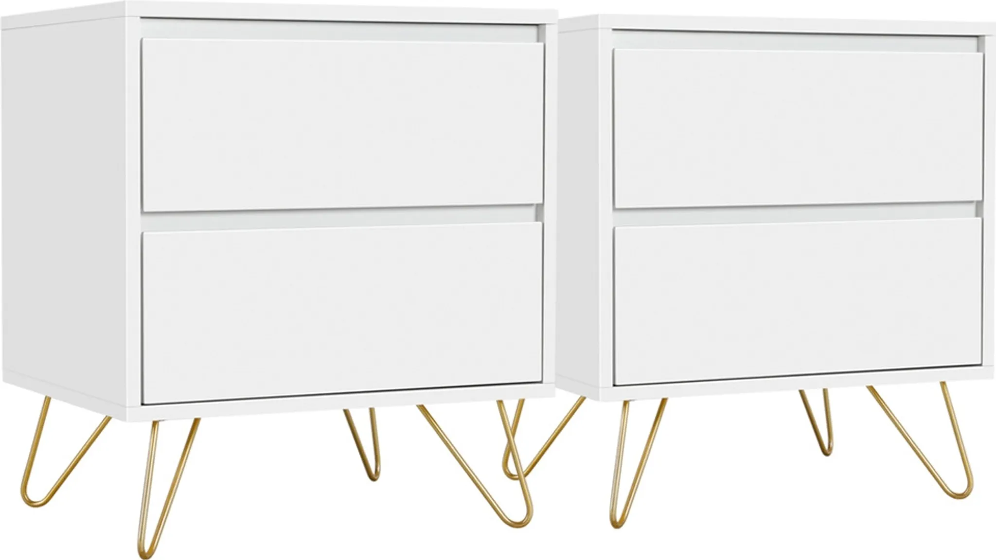 Yaheetech 2er Set Nachttische Weiß – Mit 2 Schubladen & Ablagefach, 40x30x70 Cm, Aus MDF