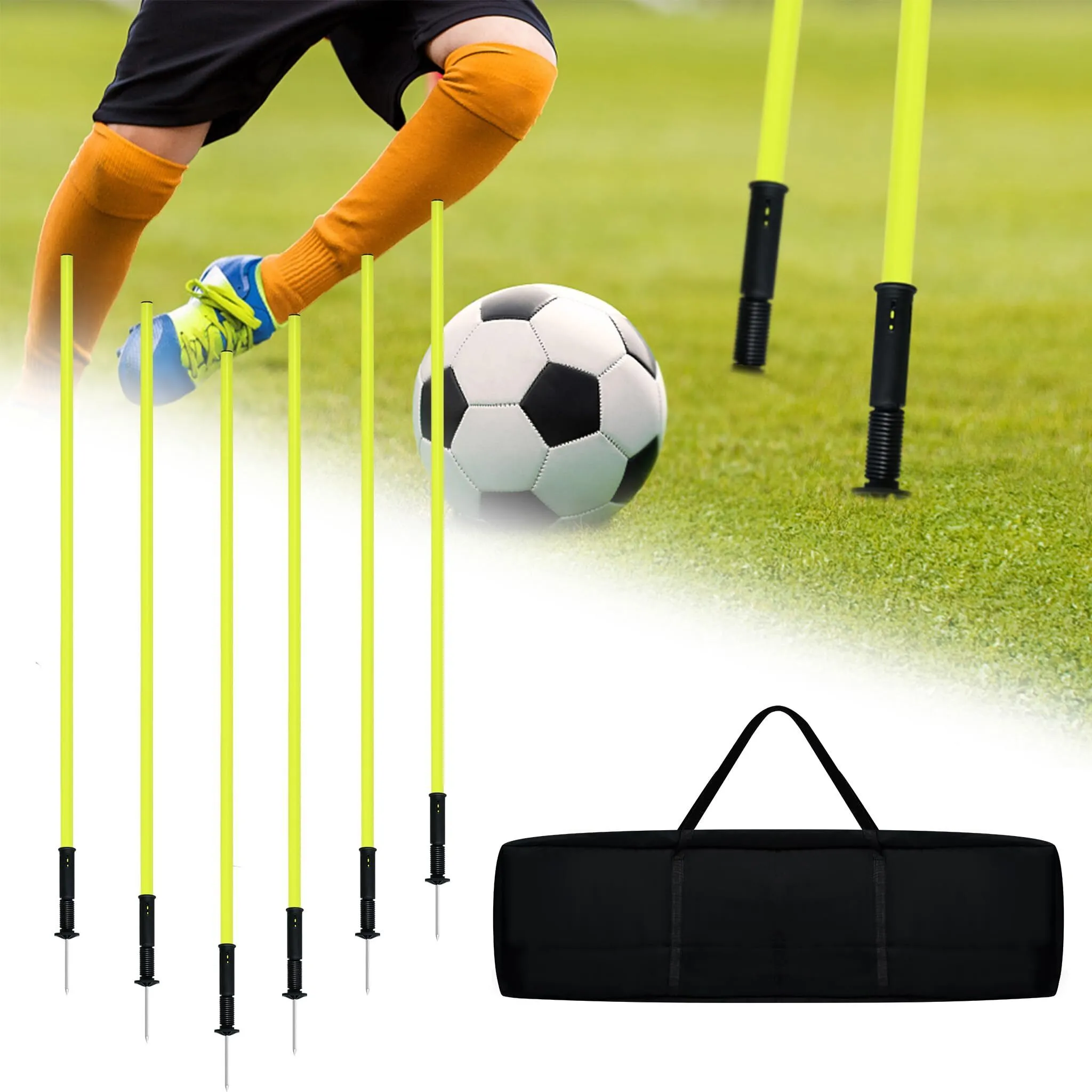 RHINOS Sports Steckhürden Set 6er - 12 Kegel & 6 Stangen Für Training