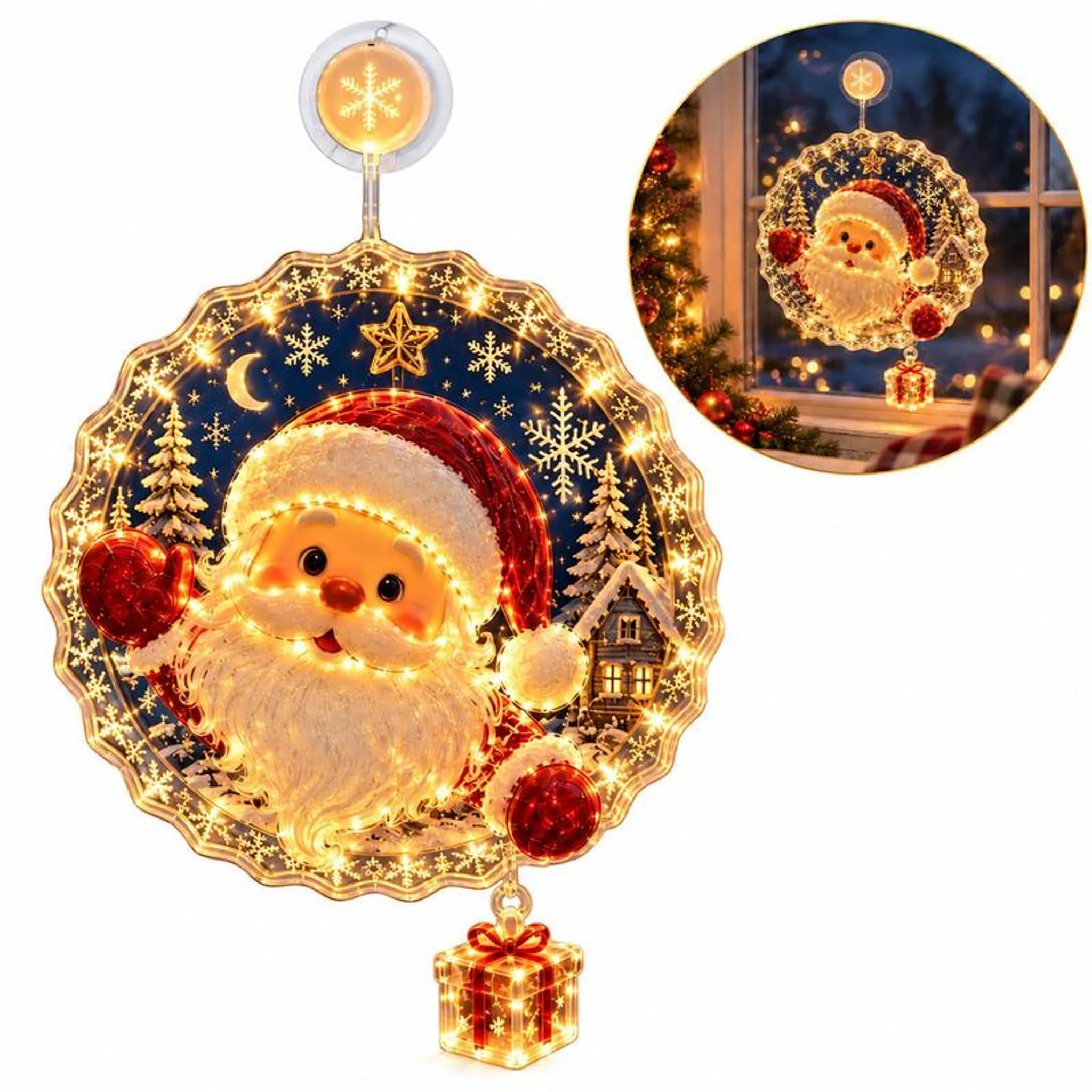Weihnachtsdekoration, Weihnachts-Fensterlicht mit Saugnapf