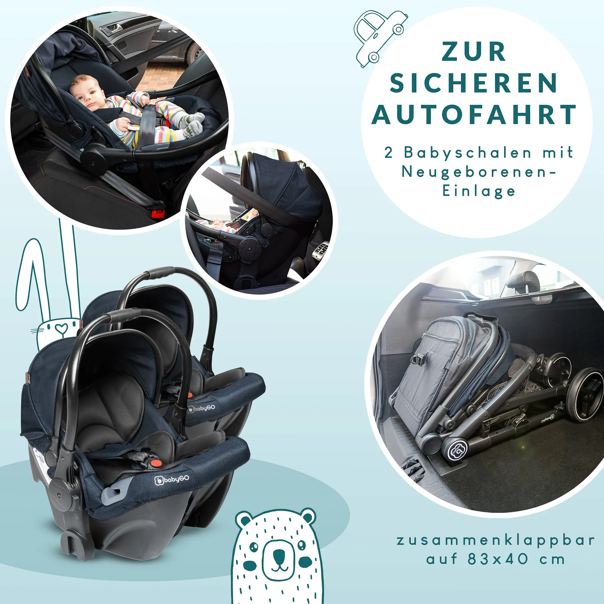 Car Babyschale BabyGo Seat (2 Twinner Stück)