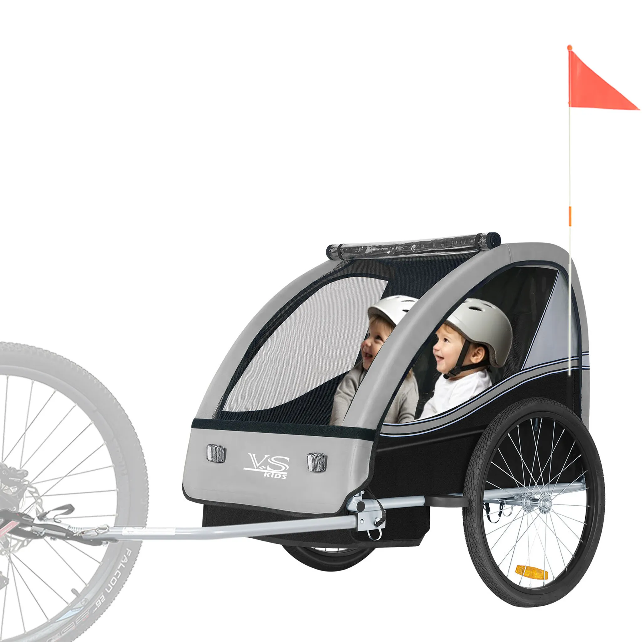 KESSER® Kinderanhänger Fahrradanhänger 360° Drehbar mit Federung 2in1  Joggerfunktion Kinderfahrradanhänger + 5-Punkt Gurt Jogger Fahrrad Anhänger  für 1 bis 2 Kinder max. 40kg