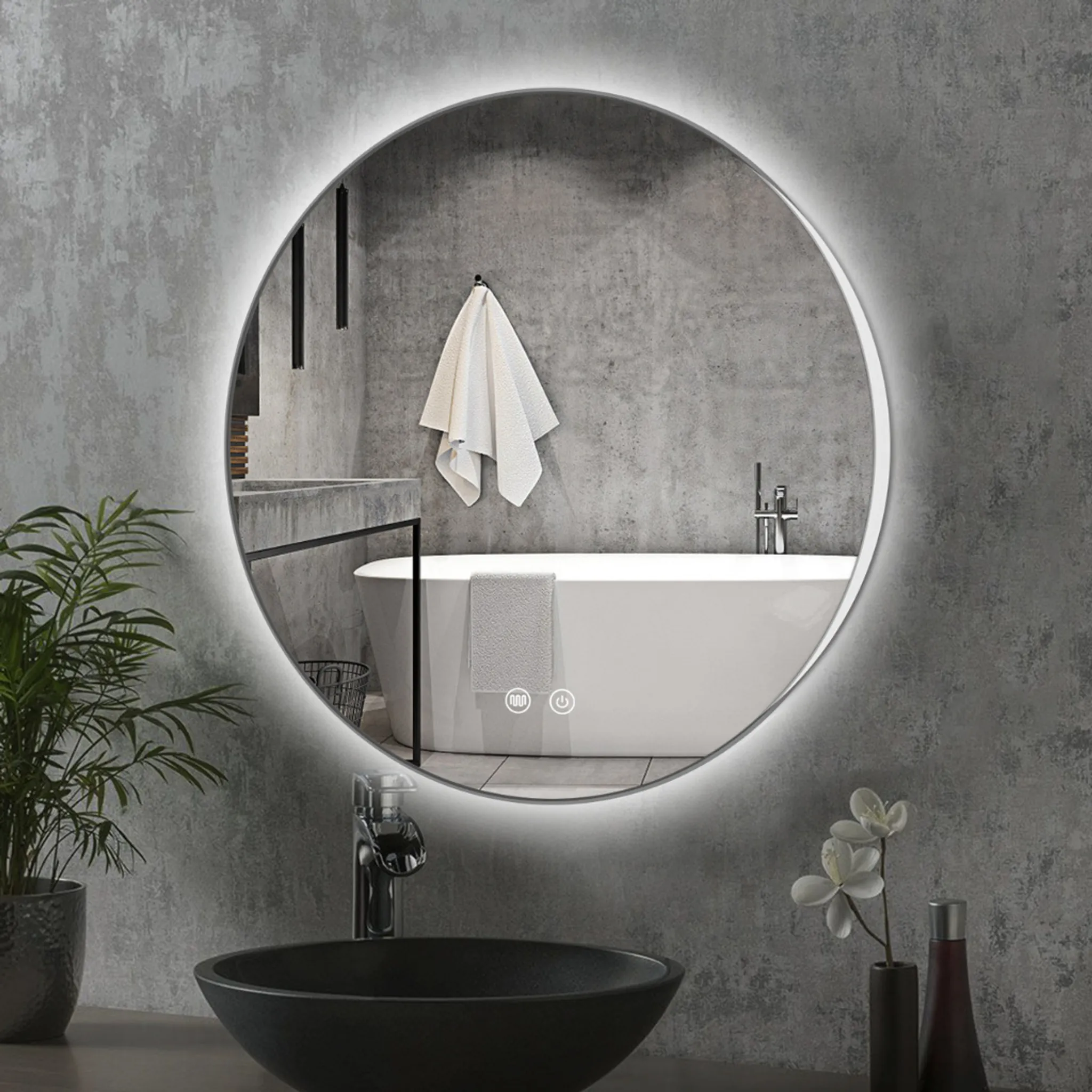 Miroir De Salle De Bain LED Ovale 95x60cm - Anti-Buée, Lumière Dimmable 3 Couleurs, Installation Facile