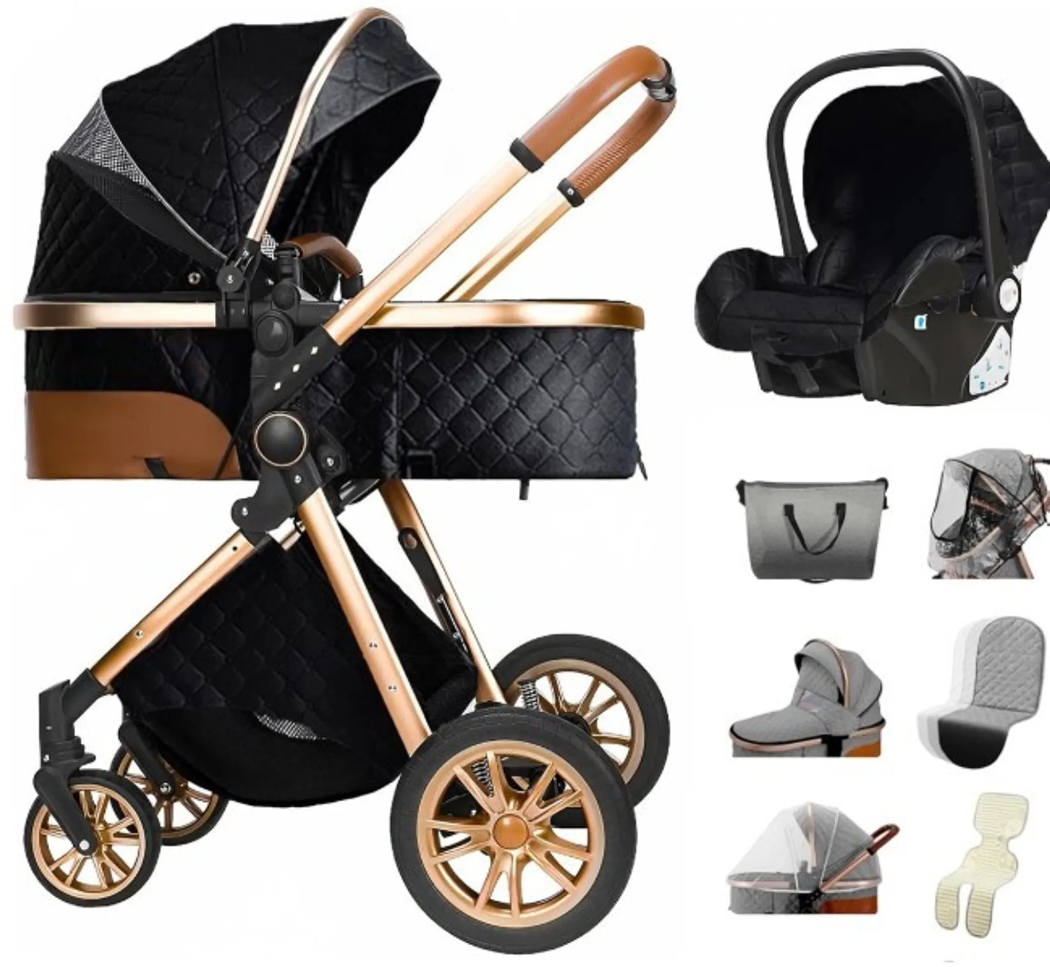 Kinderwagen 3-in-1  Luxus Kombi-Kinderwagen  Buggy